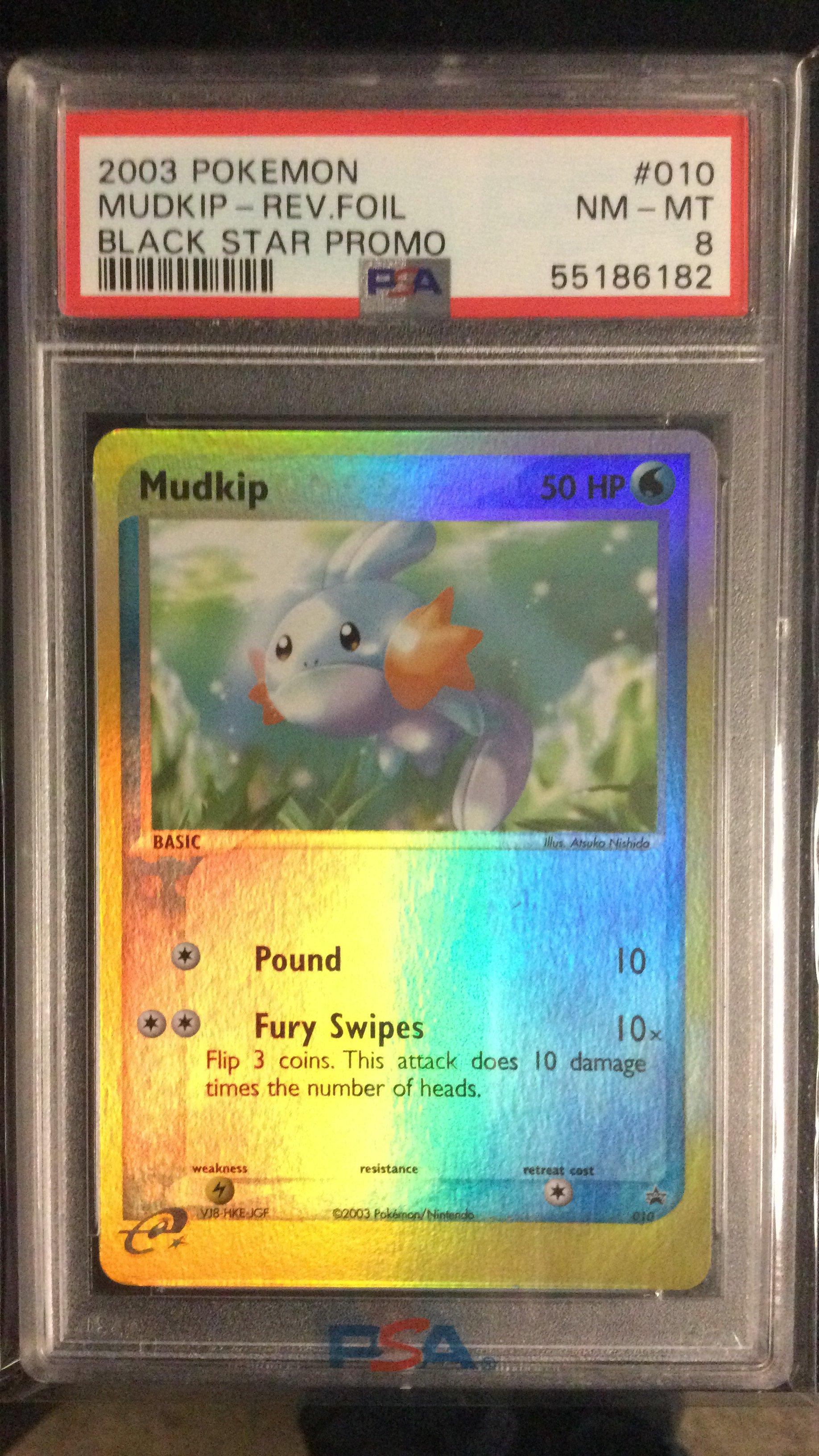 2003 Pokemon Black Star Promo 010 Mudkip-reverse Foil PSA 8 Graded