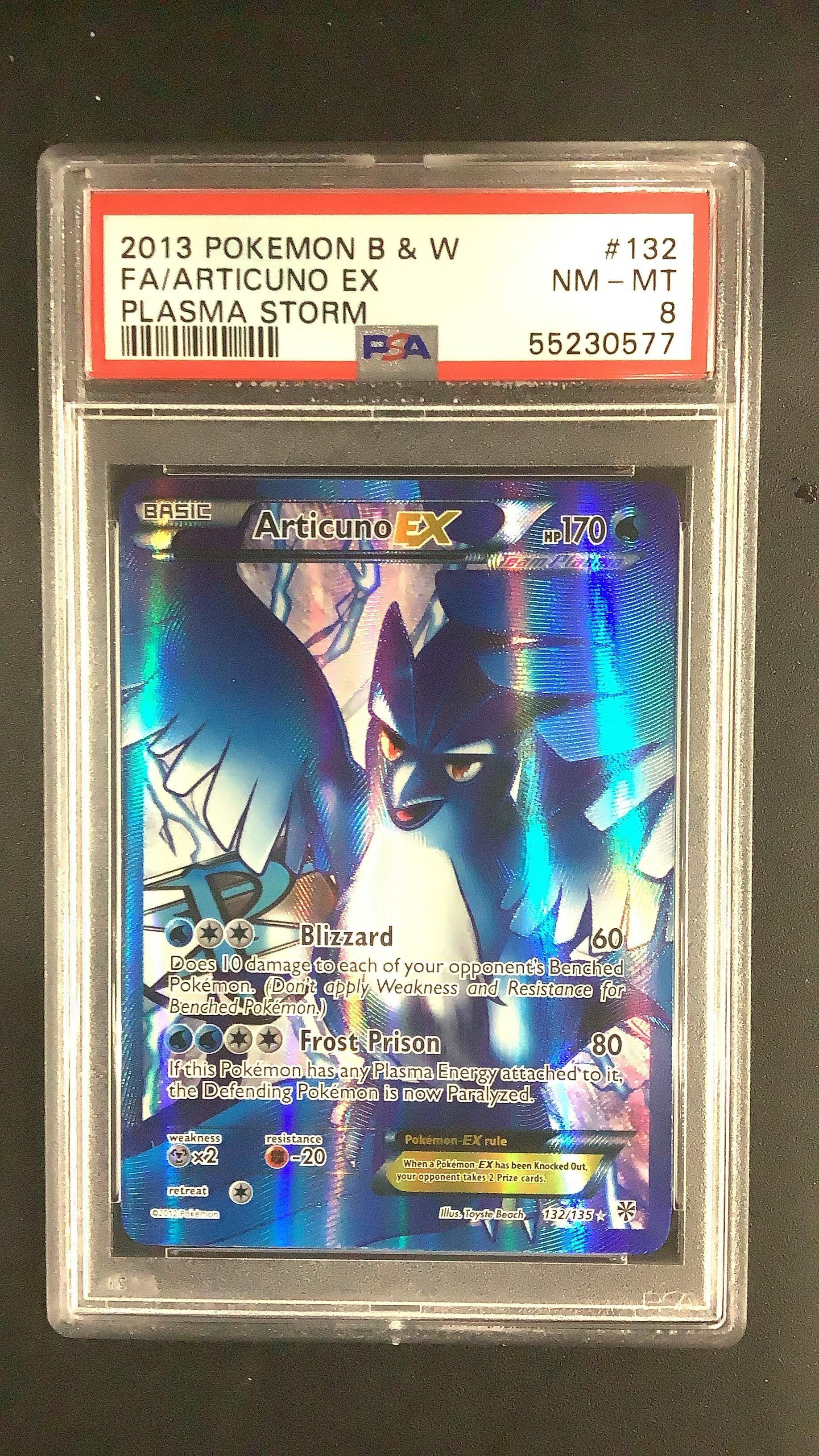 2013 Pokemon Black & White Plasma Storm 132 Full Art/articuno Ex PSA 8