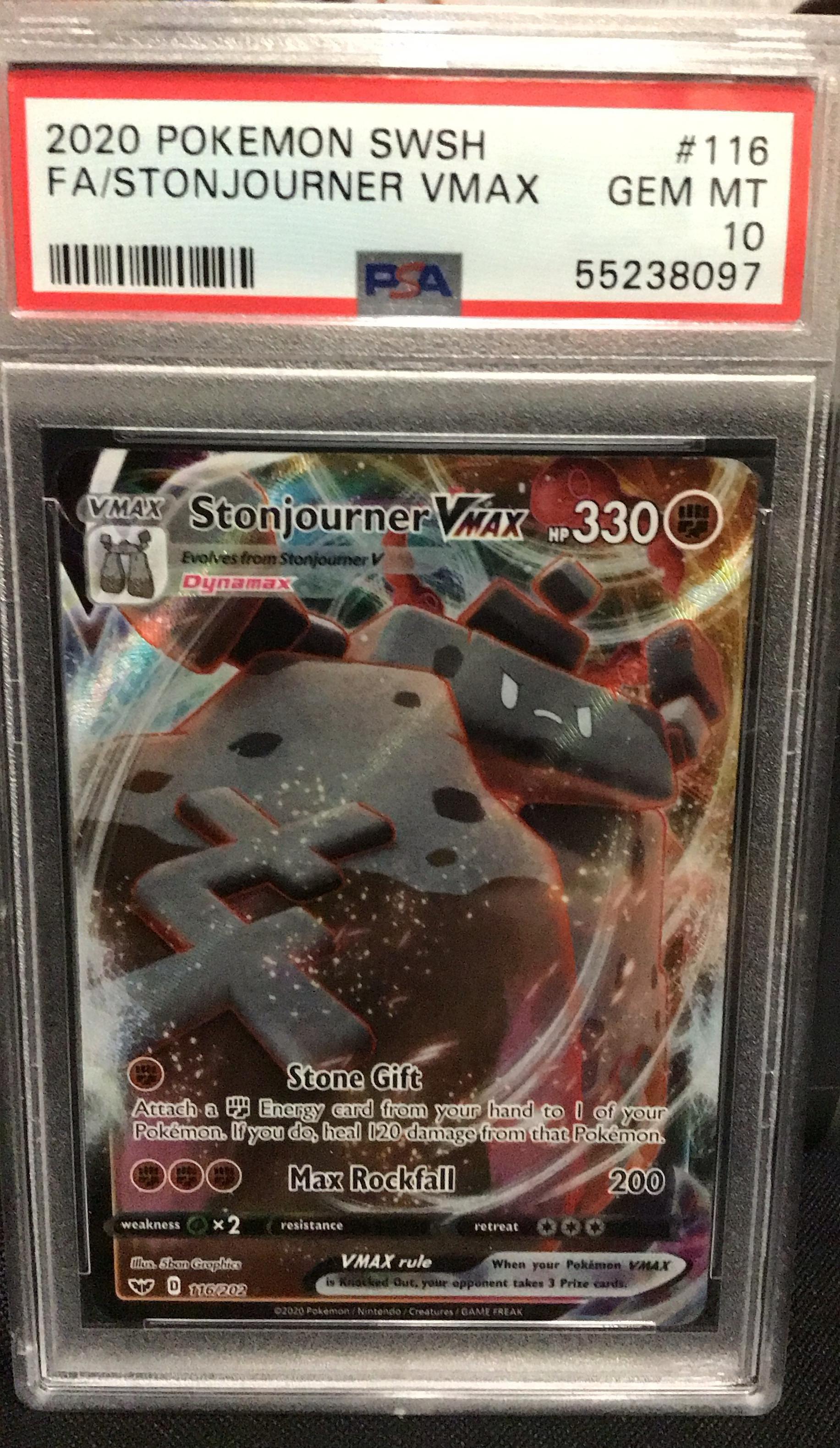 2020 Pokemon Sword & Shield 116 Full Art/stonjourner Vmax PSA 10