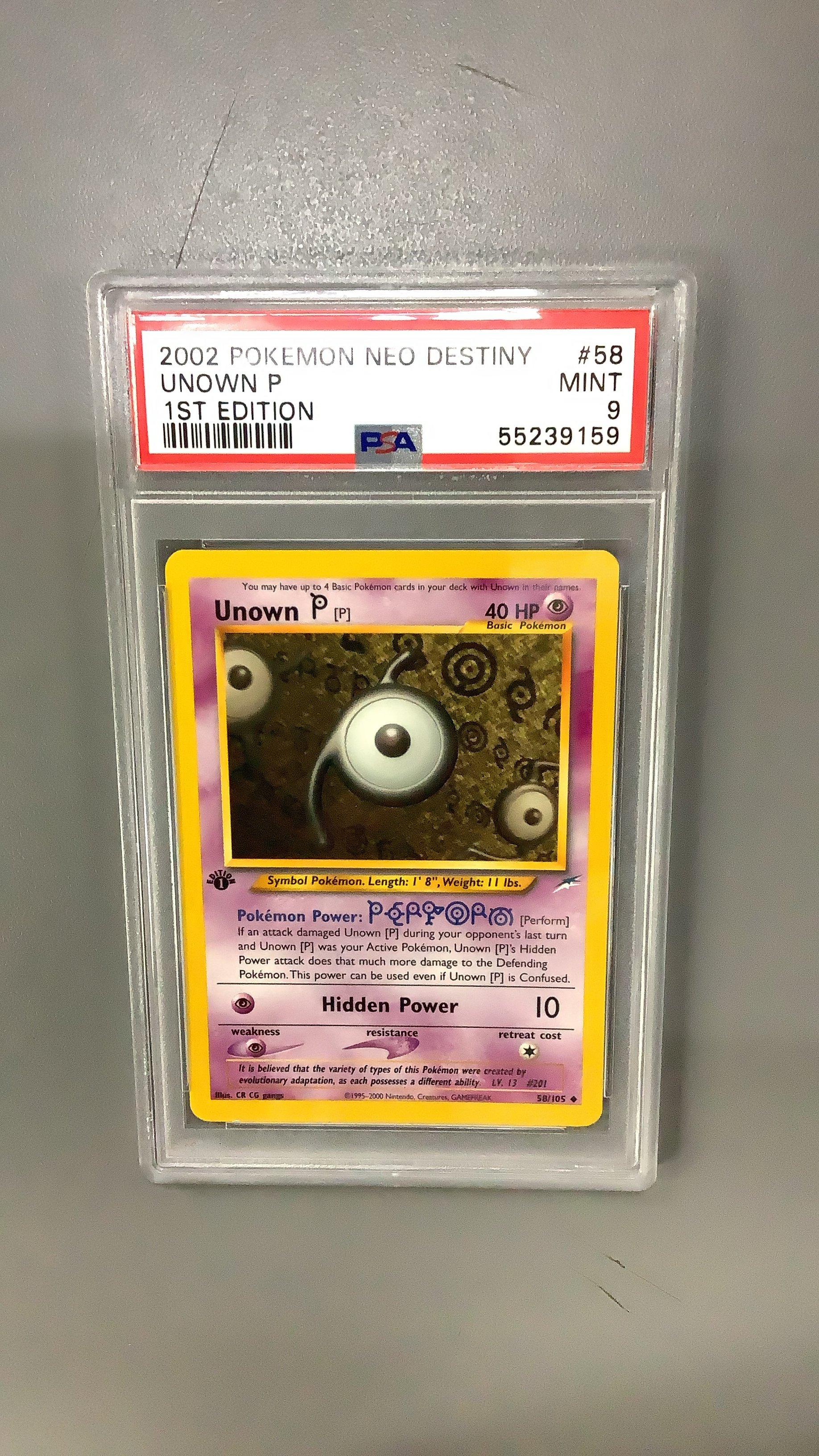 2002 Pokemon Neo Destiny 58 Unown P 1st Edition PSA 9