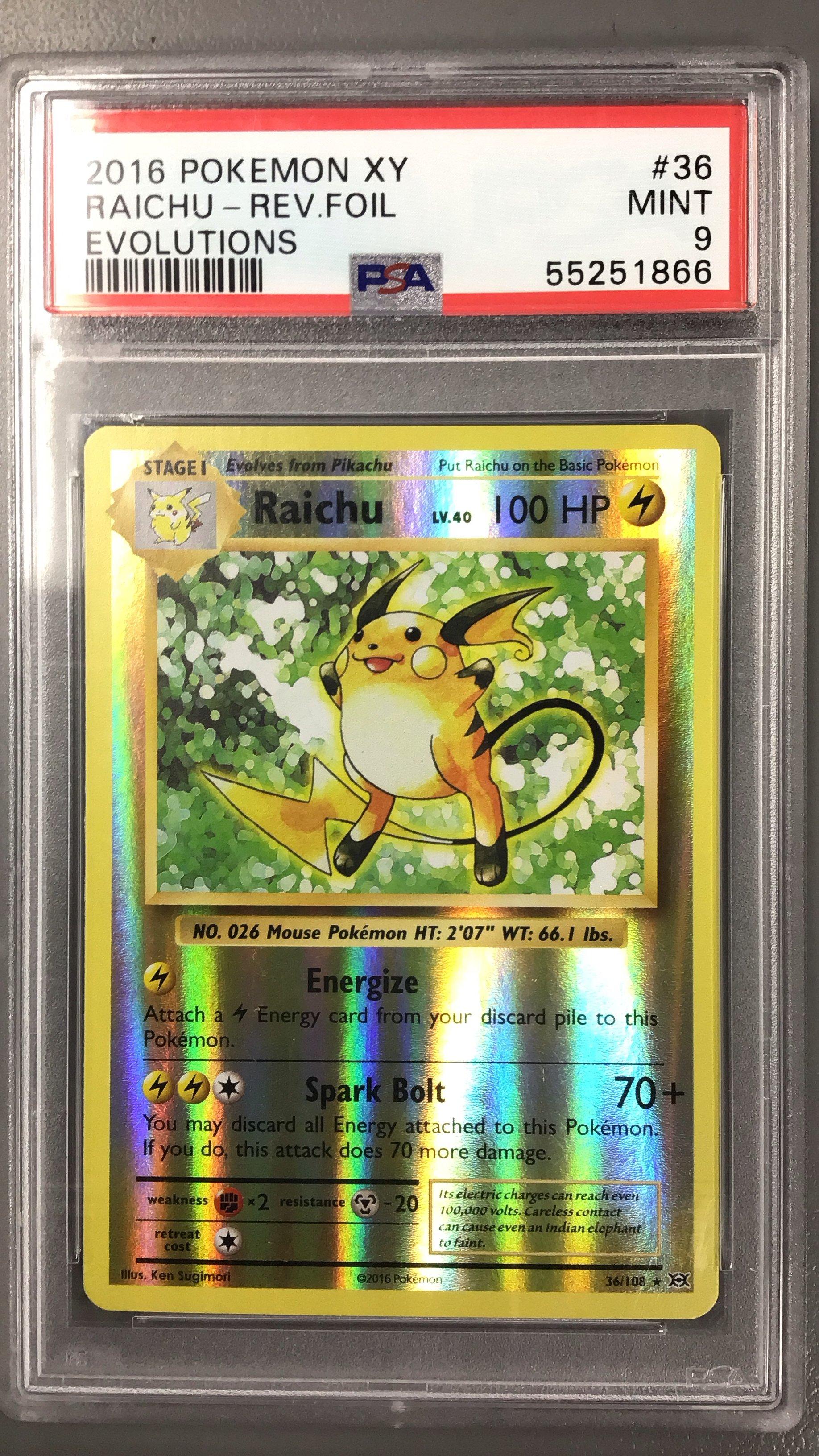 ポケモンカードゲーム RT-87585 2016 Pokemon Xy Evolutions 36 Raichu-reverse Foil PSA 9 Graded