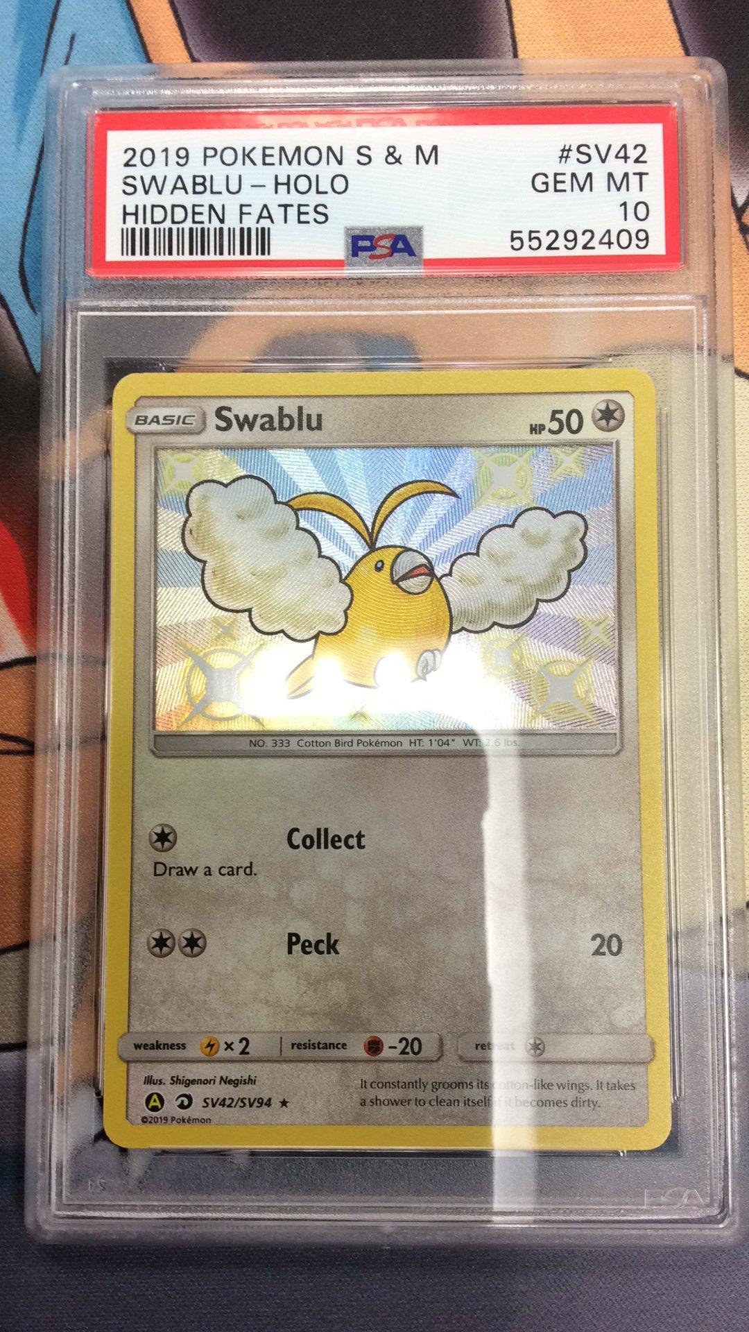 2019 Pokemon Sun & Moon Hidden Fates Sv42 Swablu-holo PSA 10 Graded Card |  GameStop