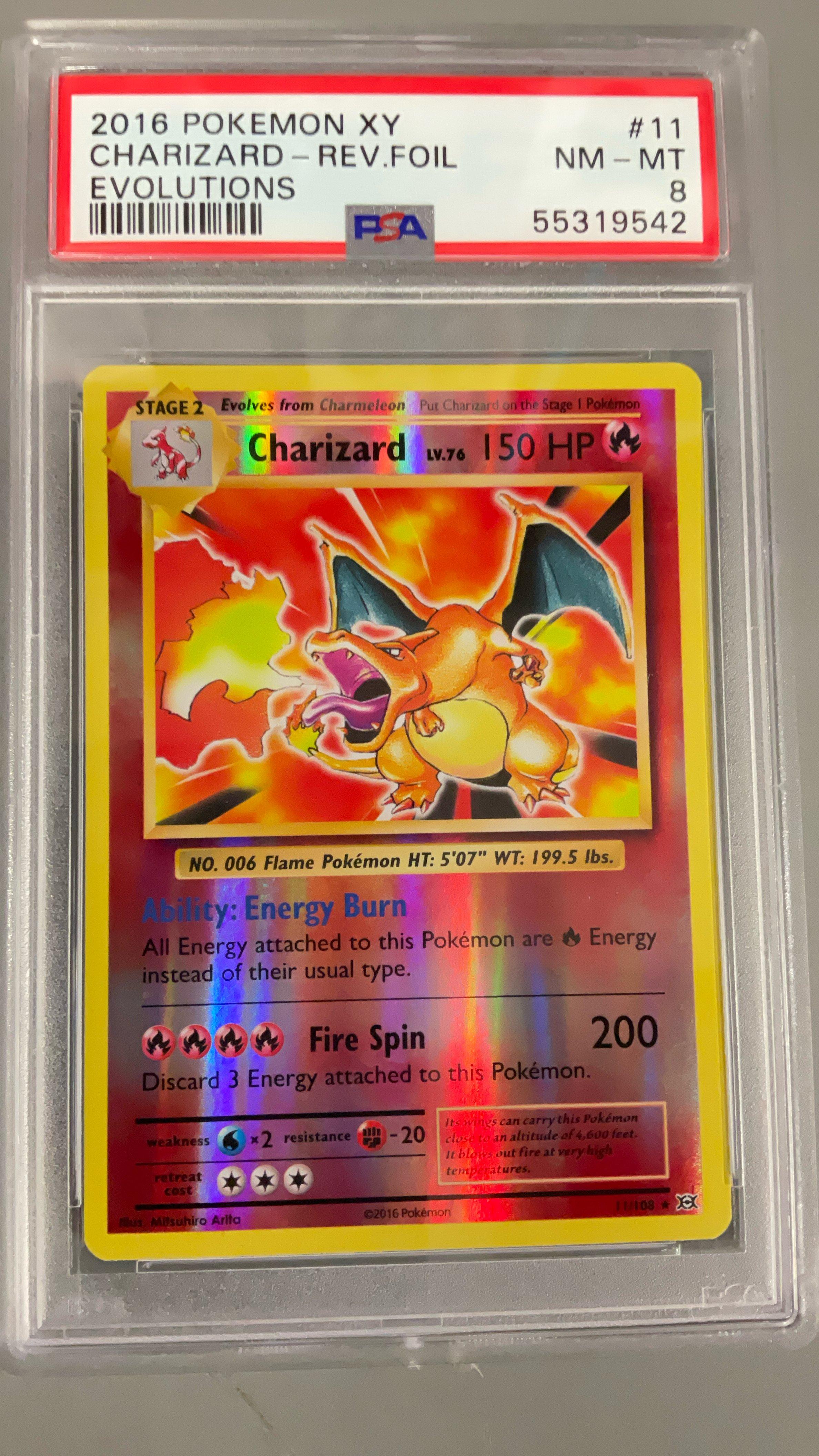 2016 Pokemon Xy Evolutions 11 Charizard-reverse Foil PSA 8 Graded