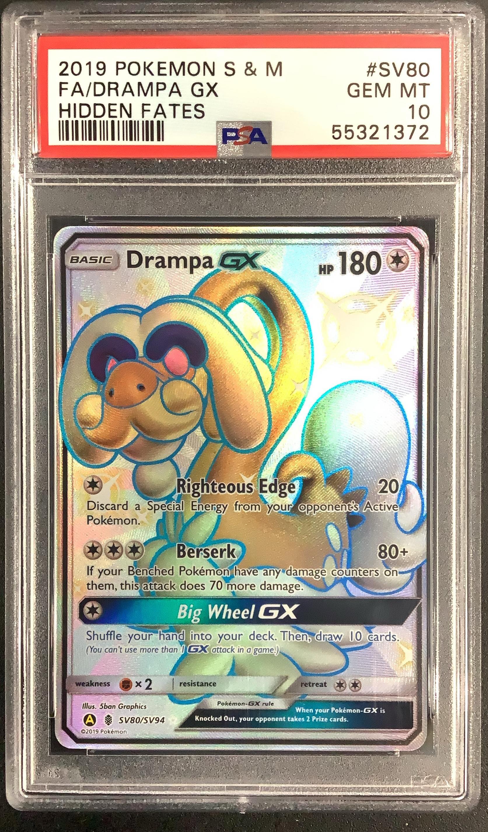 2019 Pokemon Sun & Moon Hidden Fates #SV80 Full Art/drampa Gx PSA 10 -  The Pokemon Company International