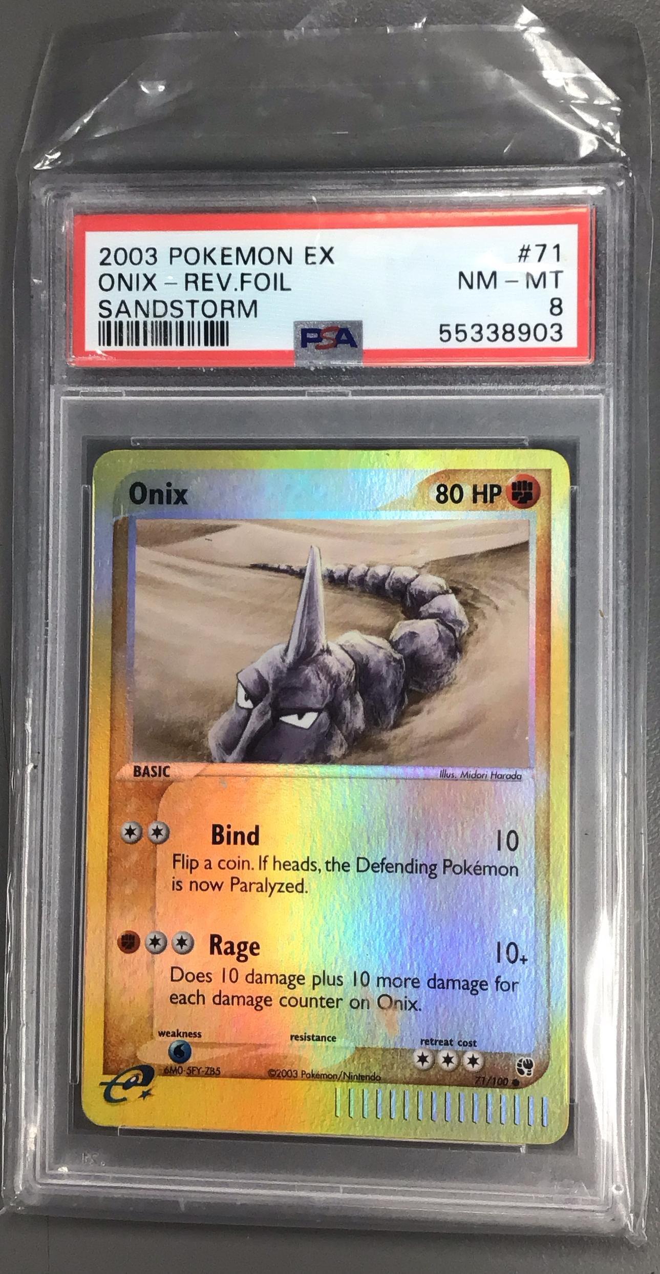 2003 Pokemon Ex Sandstorm 71 Onix-reverse Foil PSA 8