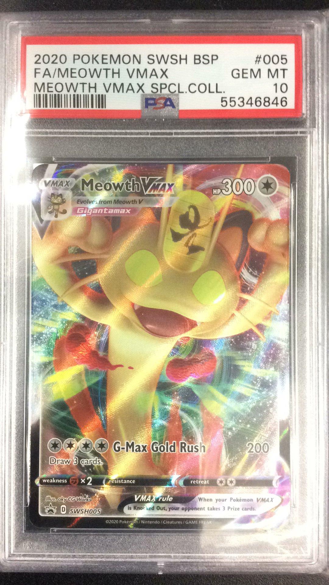 2020 Pokemon Swsh Black Star Promo 005 Full Art/meowth Vmax Meowth Vmax ...