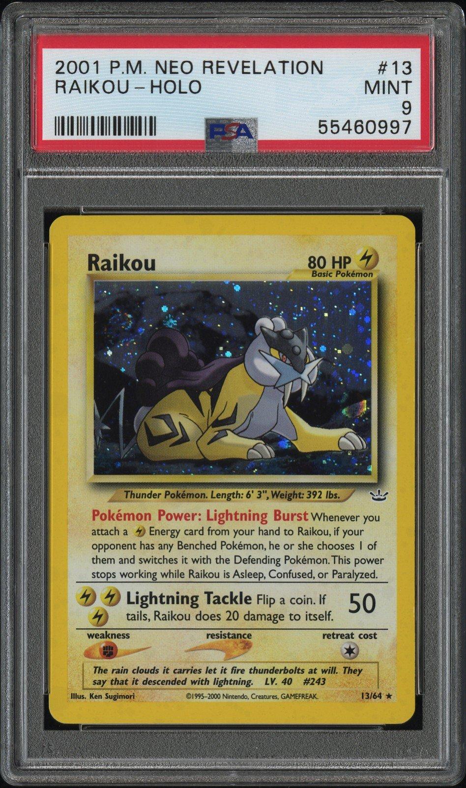 2001 Pokemon Neo Revelation 13 Raikou-holo PSA