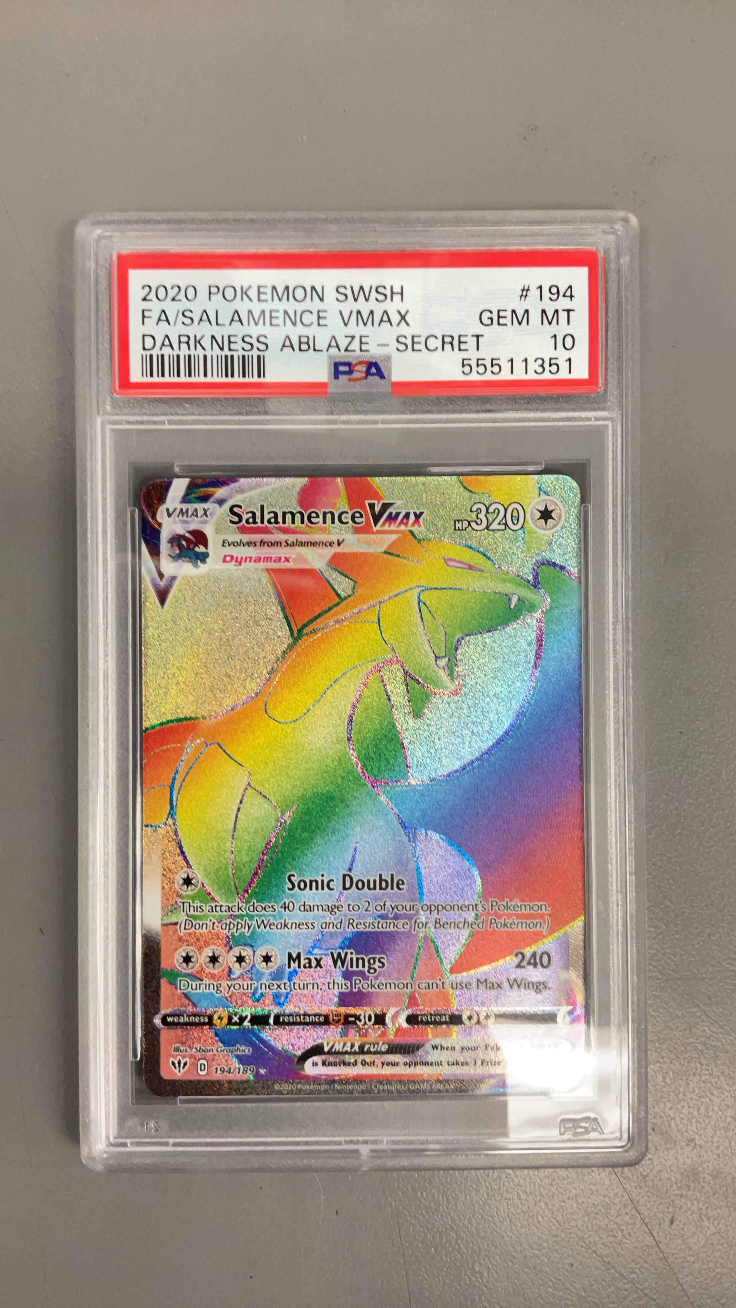 2020 Pokemon Sword & Shield Darkness Ablaze 194 Full Art/salamence Vmax Secret PSA 10