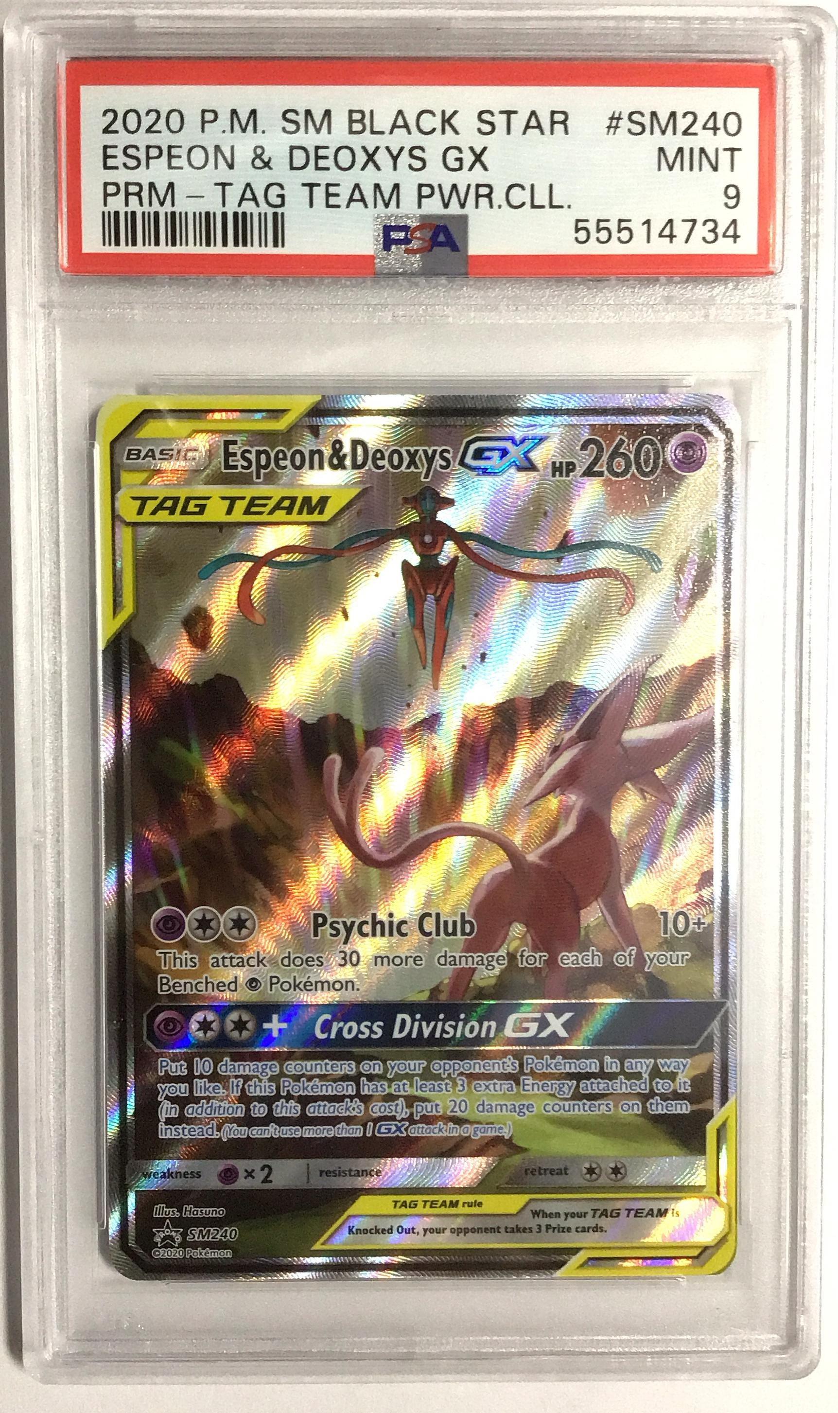 2020 Pokemon Sm Black Star Promo Sm240 Espeon & Deoxys Gx Tag Team