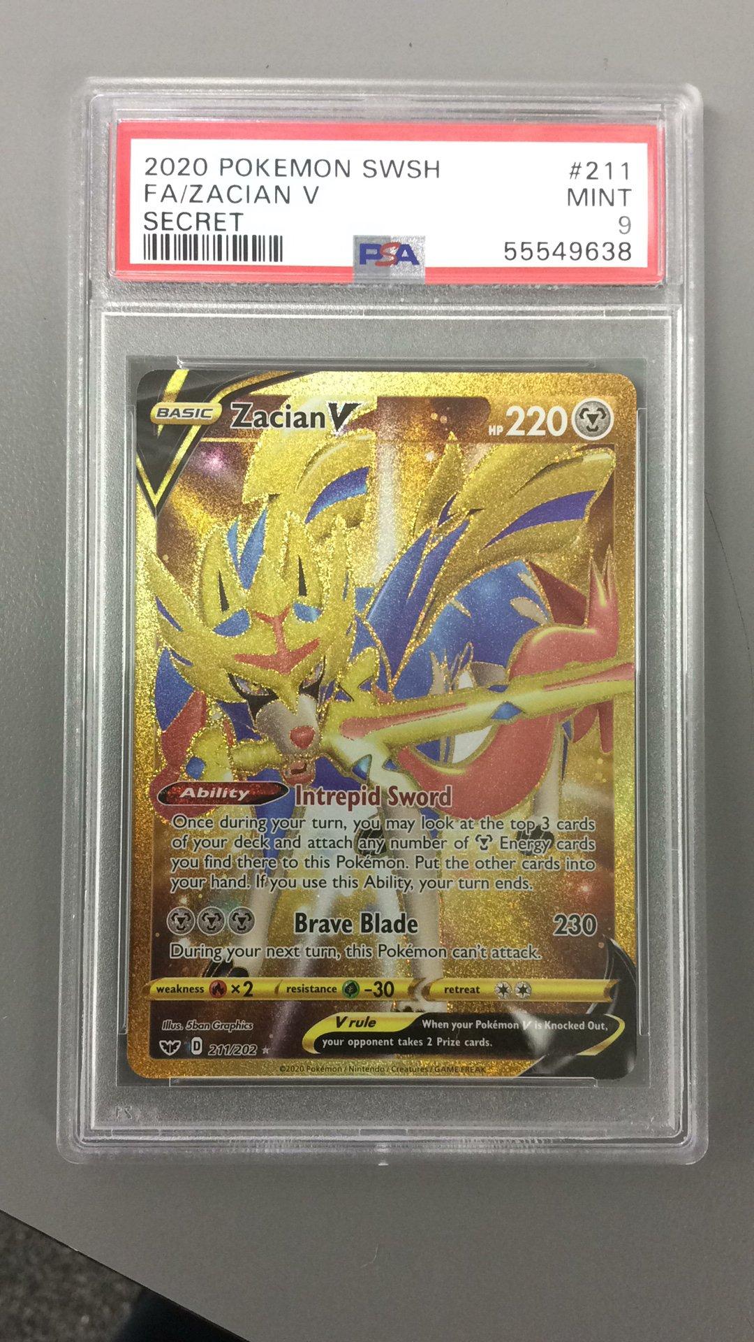 2020 Pokemon Sword & Shield 211 Full Art/zacian V Secret PSA 9