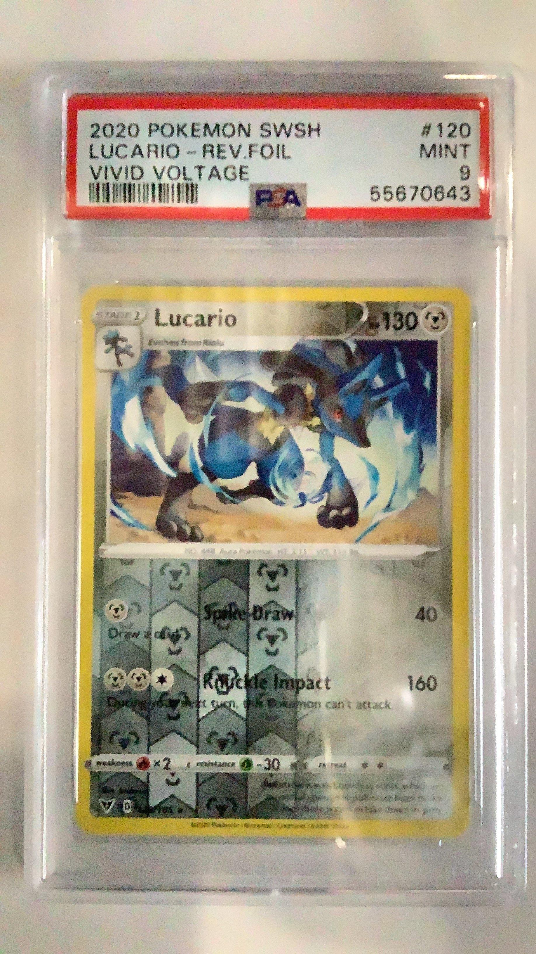 2020 Pokemon Sword & Shield Vivid Voltage 120 Lucario PSA 9