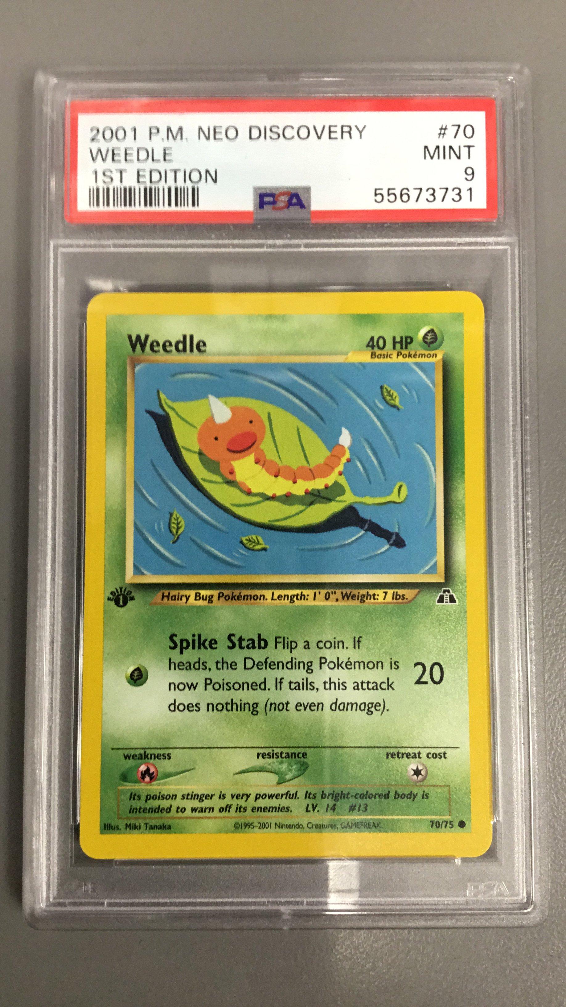 2001 Pokemon Neo Discovery 70 Weedle 1st Edition PSA 9