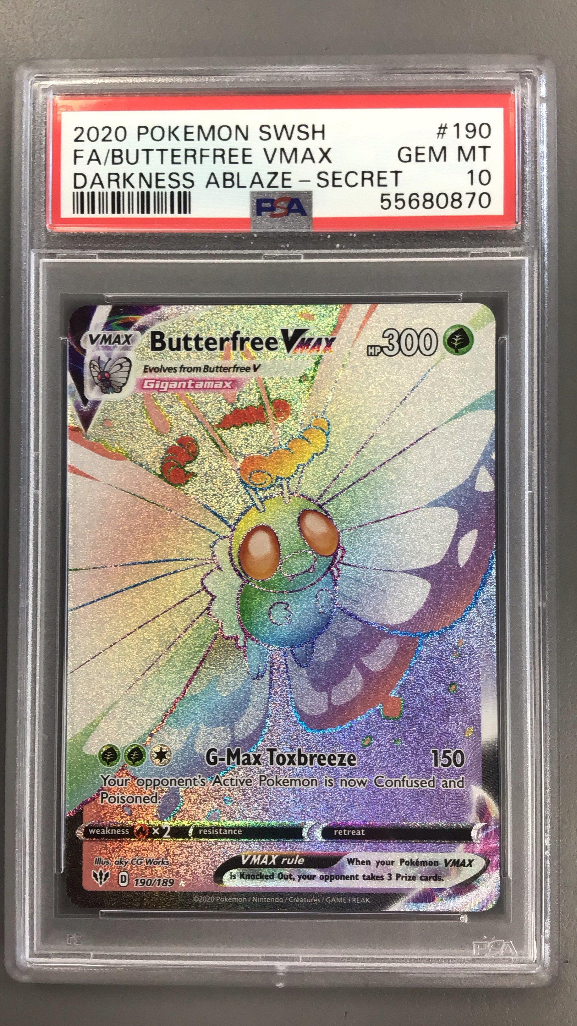 2020 Pokemon Sword & Shield Darkness Ablaze 190 Full Art/butterfree Vmax Secret PSA