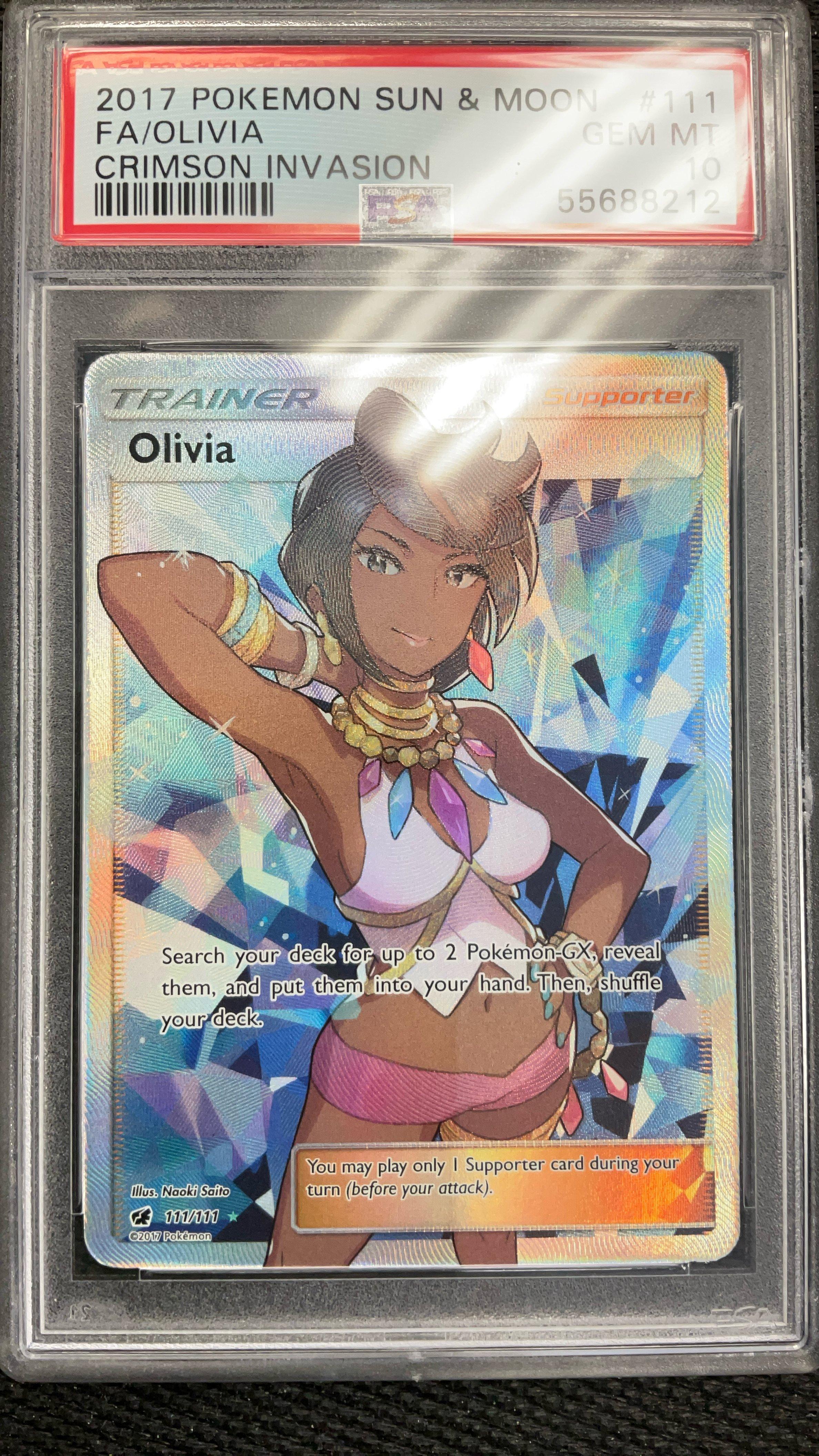 2017 Pokemon Sun & Moon Crimson Invasion 111 Full Art/olivia PSA