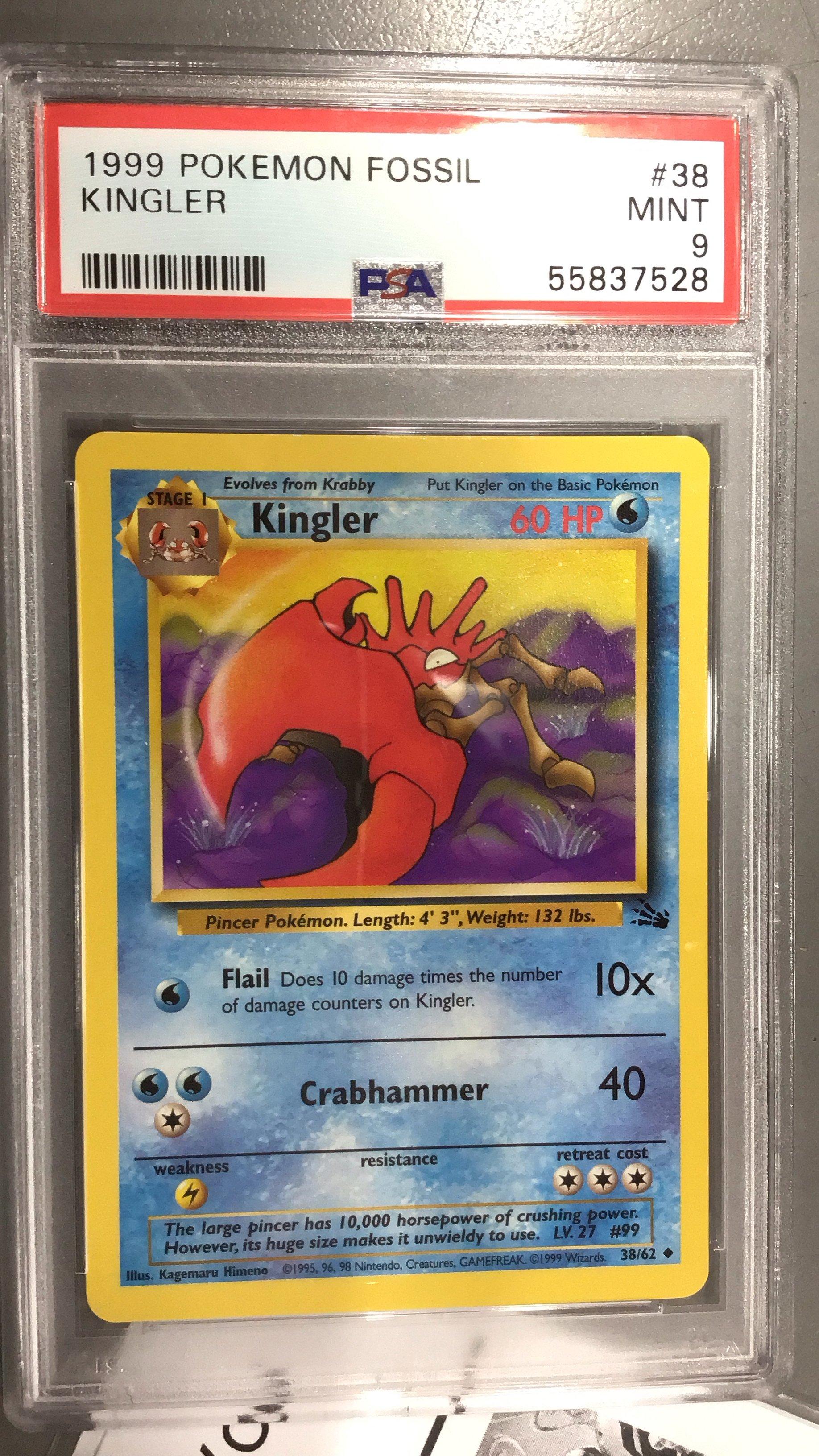 1999 Pokemon Fossil 38 Kingler PSA