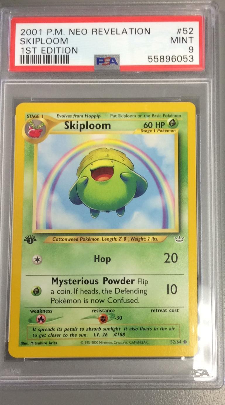 ポケモン ラスワン ＆ リーメント約52個 オマケPSA 2001 Pokemon Neo Revelation 1st Edition 52 Skiploom PSA 9 Graded