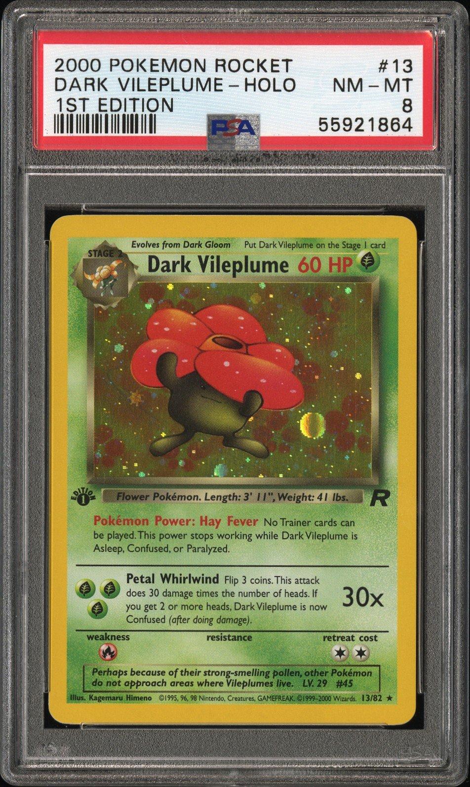 2000 Pokemon Rocket 13 Dark Vileplume-holo 1st Edition PSA 8