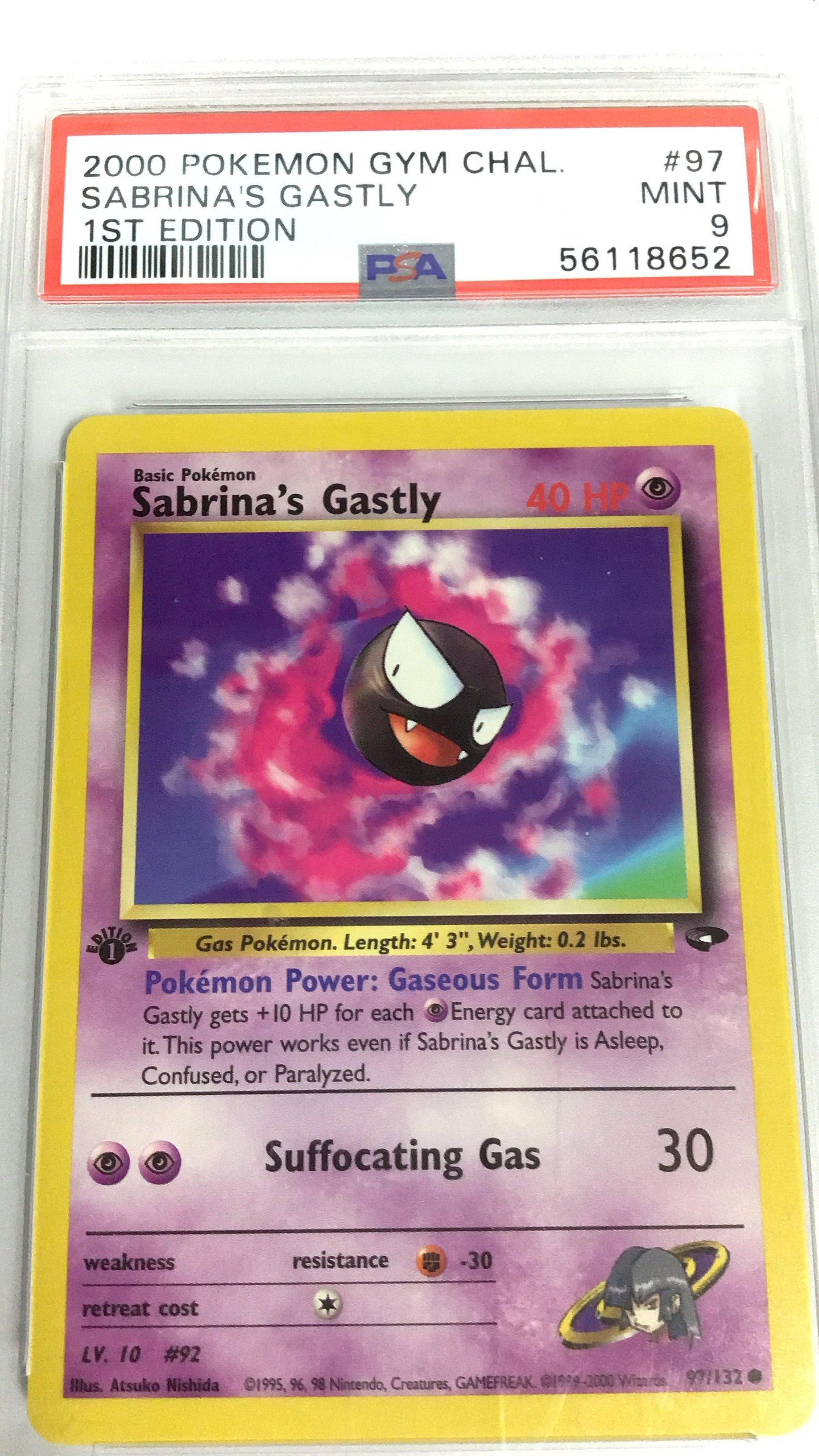 2000 Pokemon Gym Challenge 97 Sabrina's Gastly 1st Edition PSA