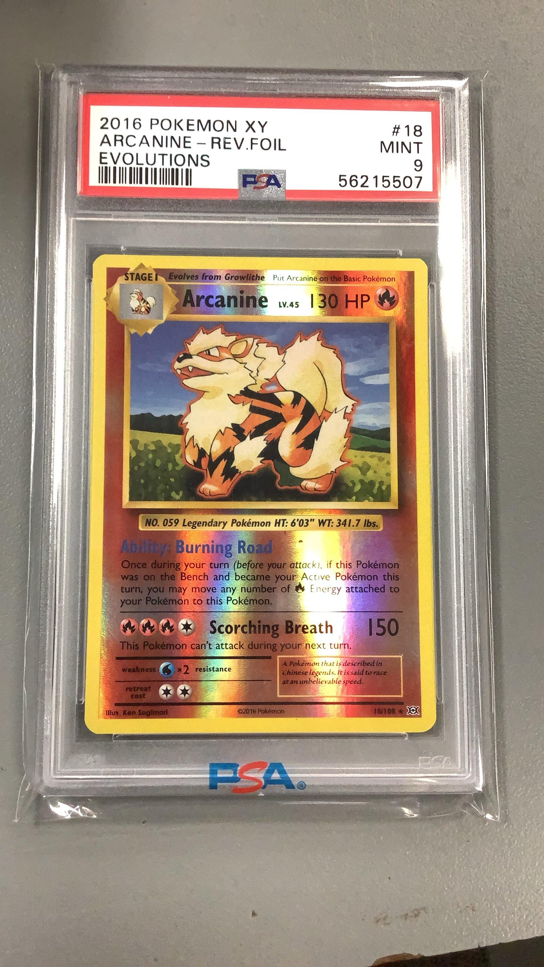 2016 Pokemon Xy Evolutions 18 Arcanine-reverse Foil PSA 9 Graded
