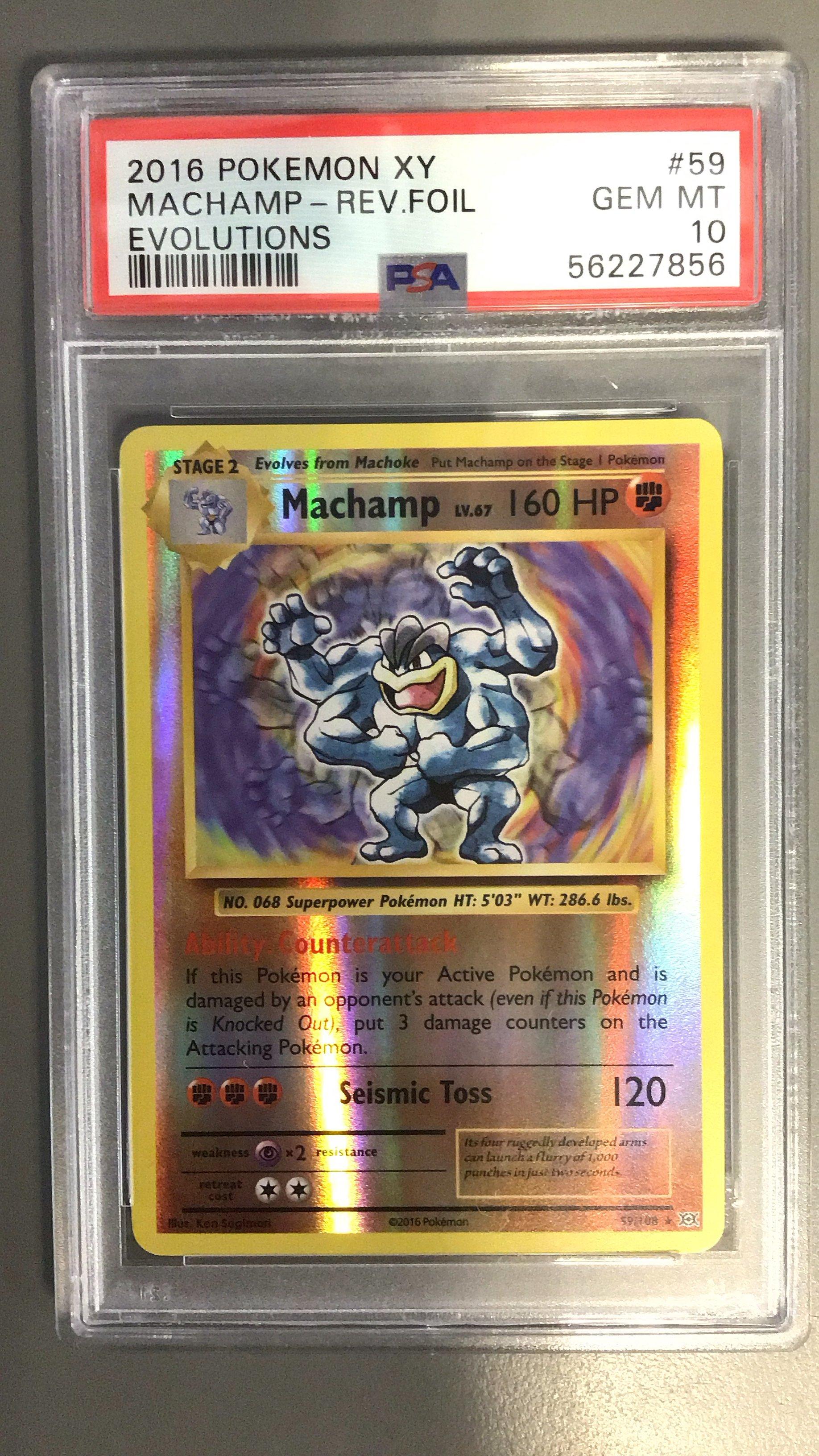 2016 Pokemon Xy Evolutions 59 Machamp-reverse Foil PSA