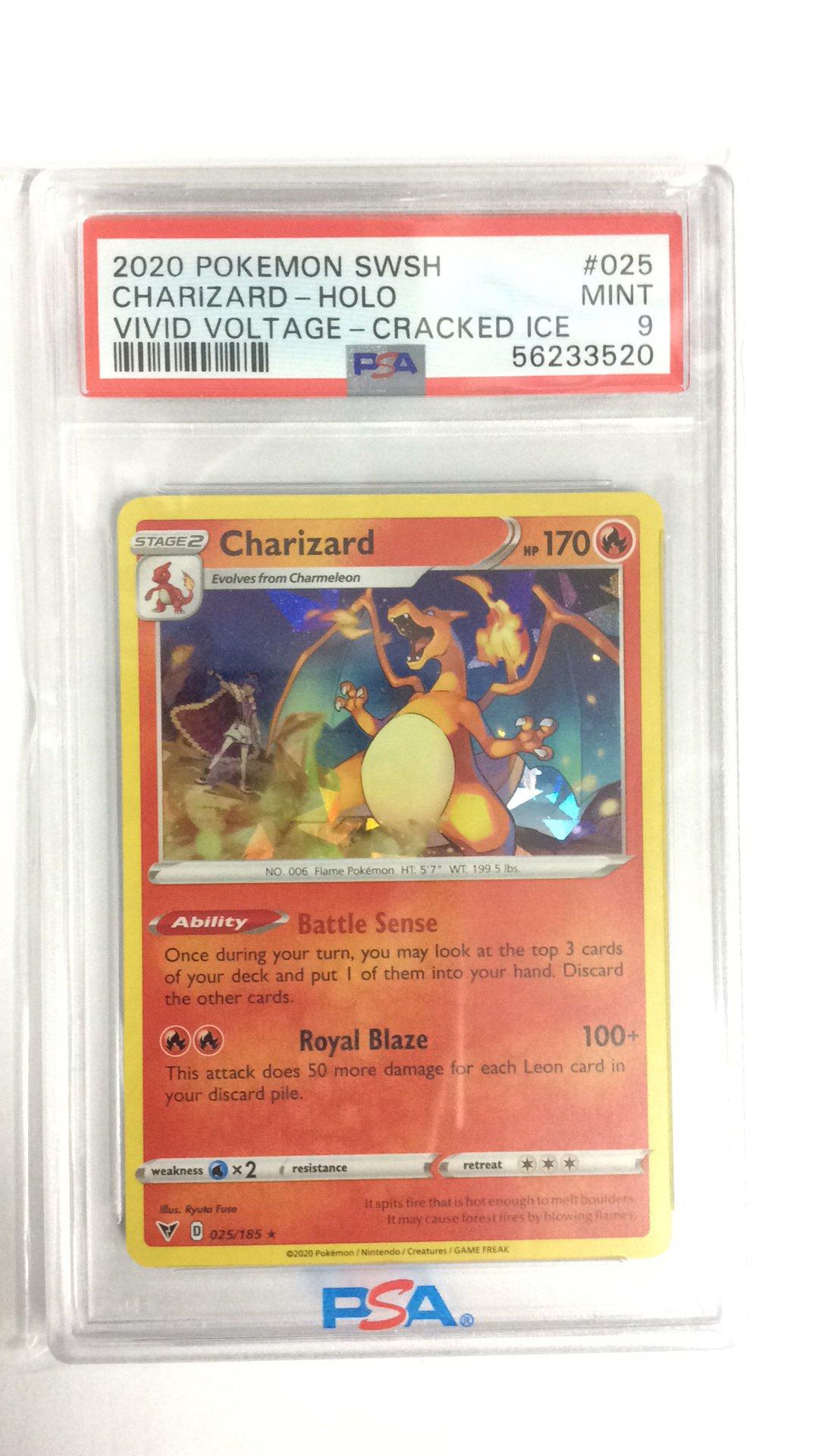 charizard pokemon card vivid voltage 2020 Pokemon Sword & Shield Vivid Voltage 025 Charizard-holo Cracked Ice  PSA 9 Graded Card