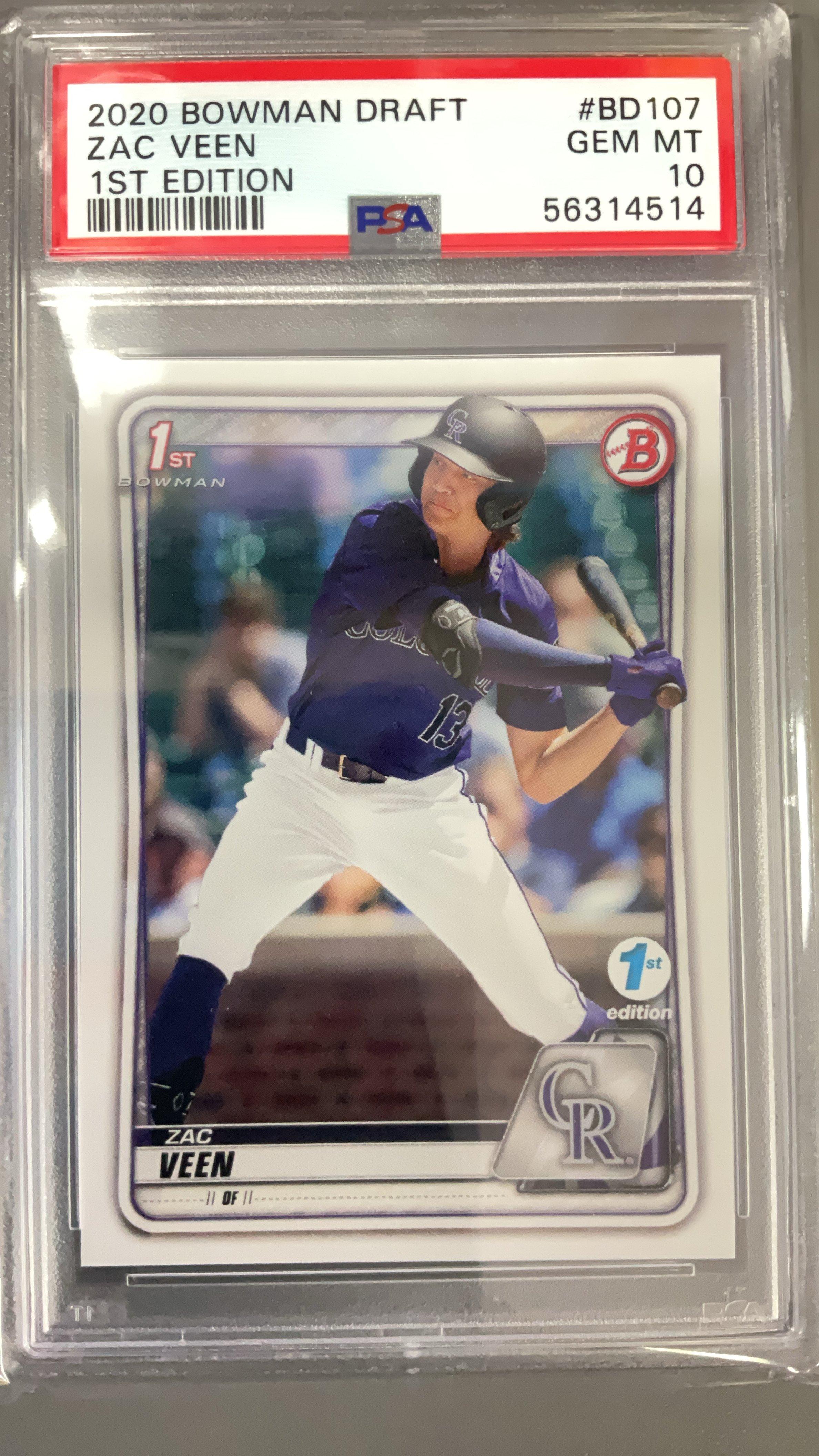 2020 Bowman Draft 1st Edition Bd107 Zac Veen PSA 10 Graded Card