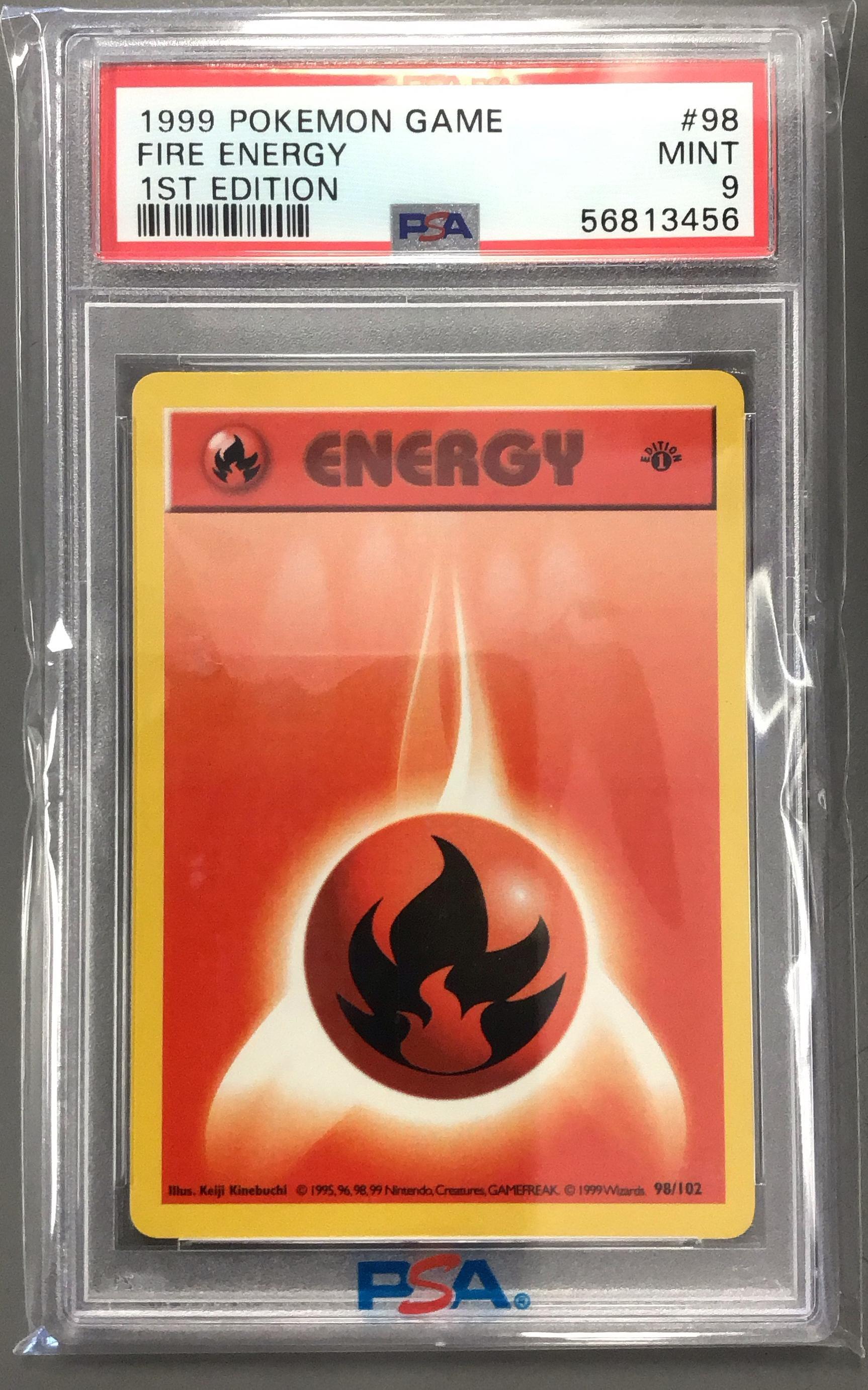 1999 Pokemon Game 98 Fire Energy 1st Edition PSA 9