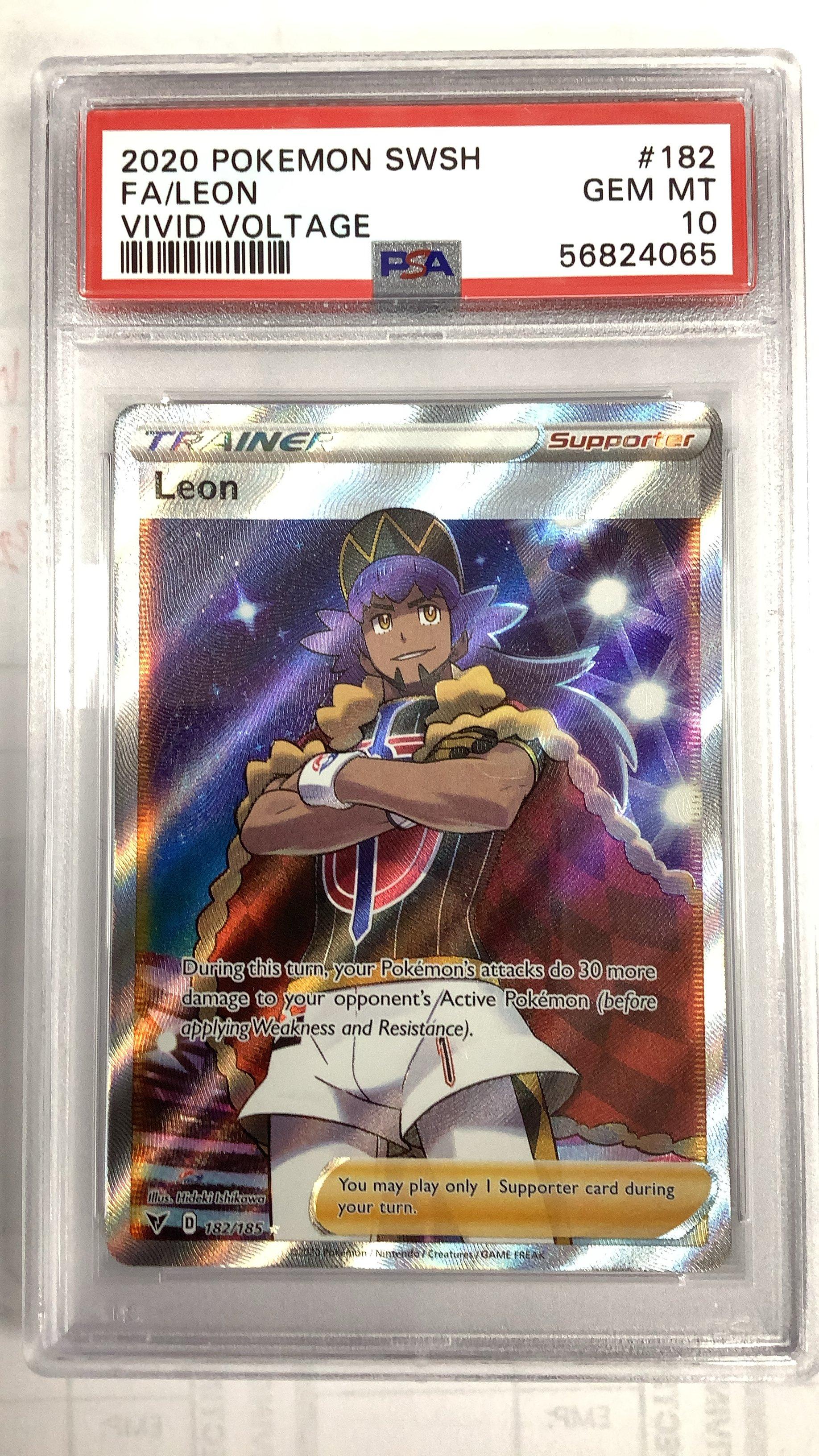 2020 Pokemon Sword & Shield Vivid Voltage 182 Full Art/leon PSA 10