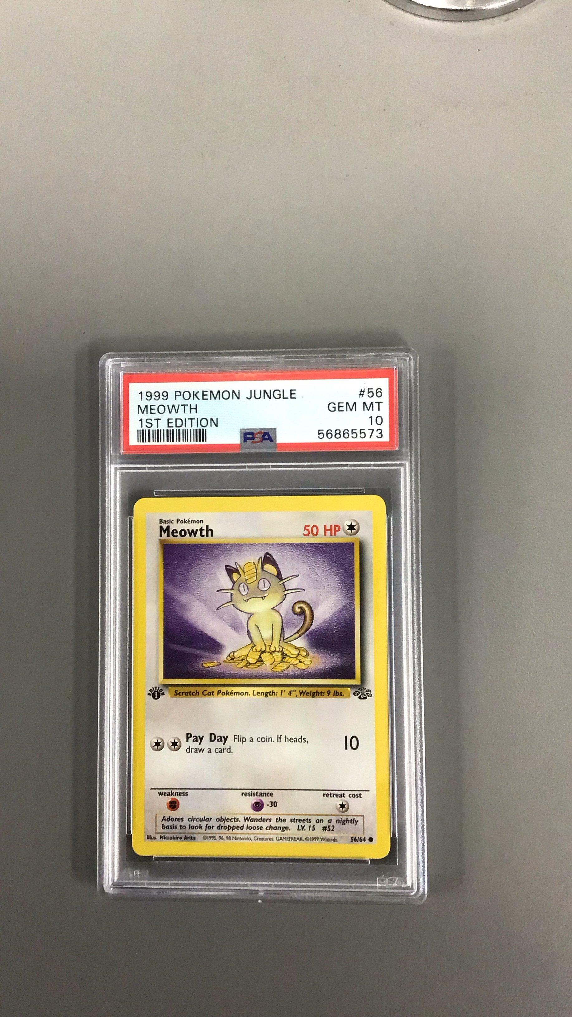 1999 Pokemon Jungle 56 Meowth 1st Edition PSA 10 Graded Card