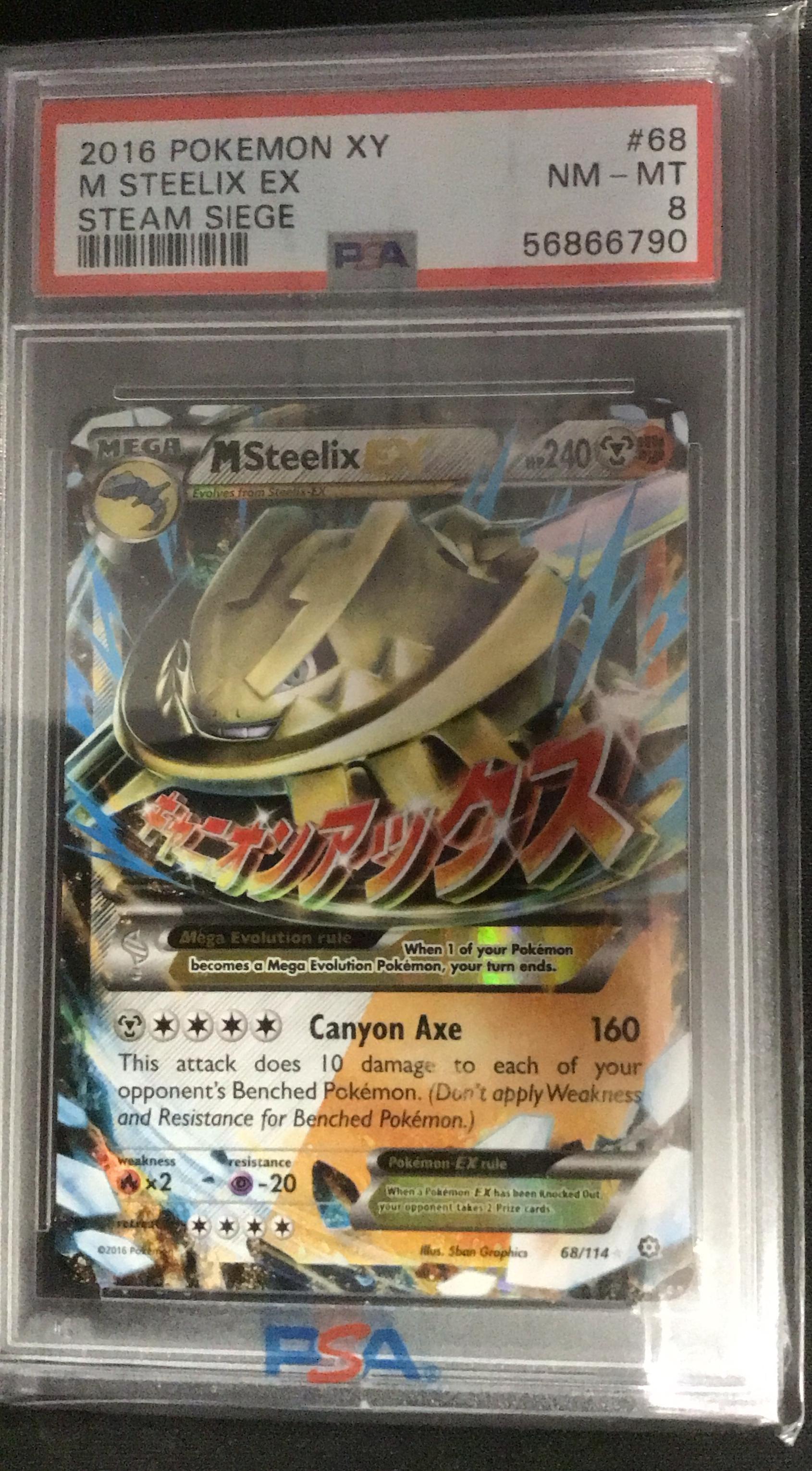 2016 Pokemon Xy Steam Siege 68 M Steelix Ex PSA 8 Graded Card