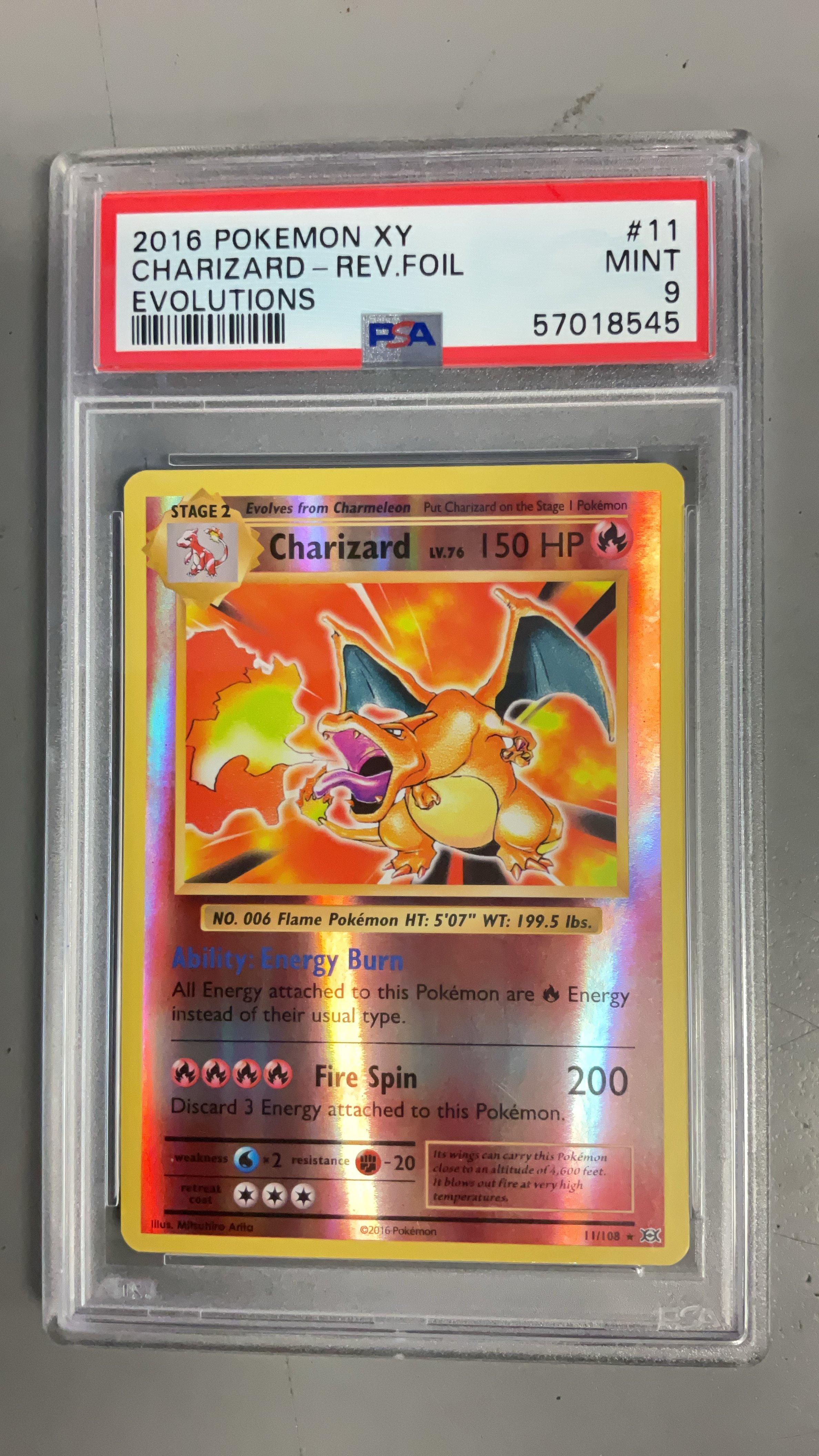 2016 Pokemon Xy Evolutions 11 Charizard-reverse Foil PSA 9 Graded