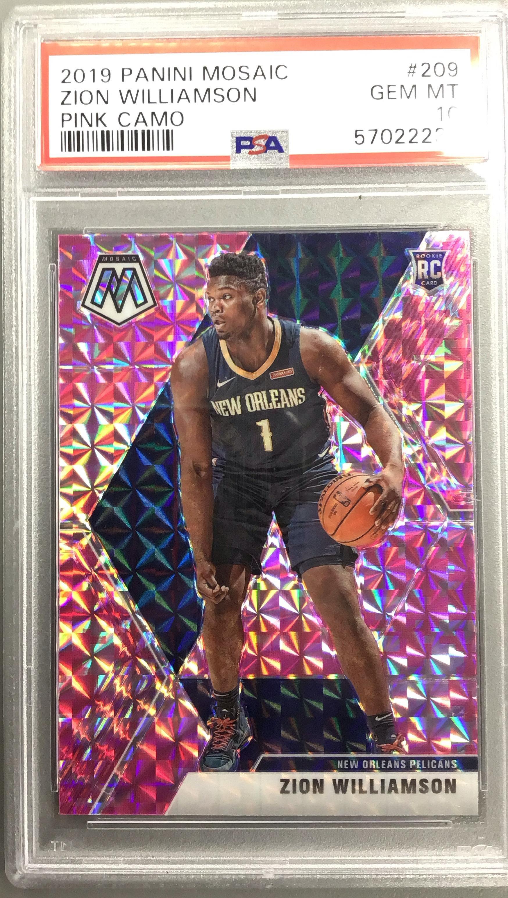 2019 Panini Mosaic 209 Zion Williamson Pink Camo PSA 10