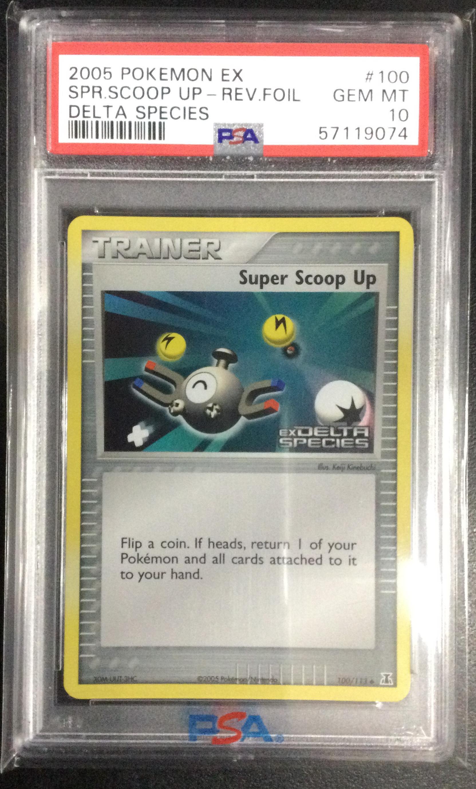 2005 Pokemon Ex Delta Species 100 Super Scoop Up-reverse Foil PSA 10