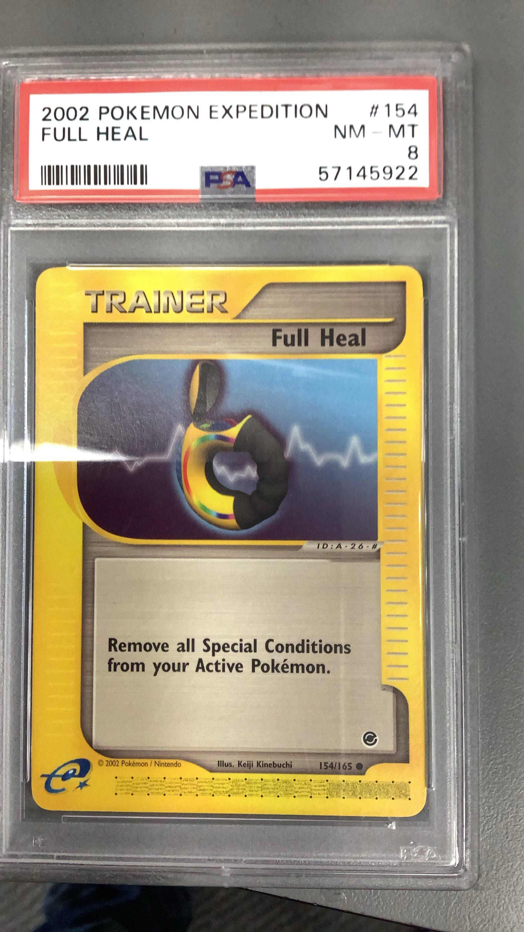 2002 Pokemon Expedition 154 Full Heal PSA 8