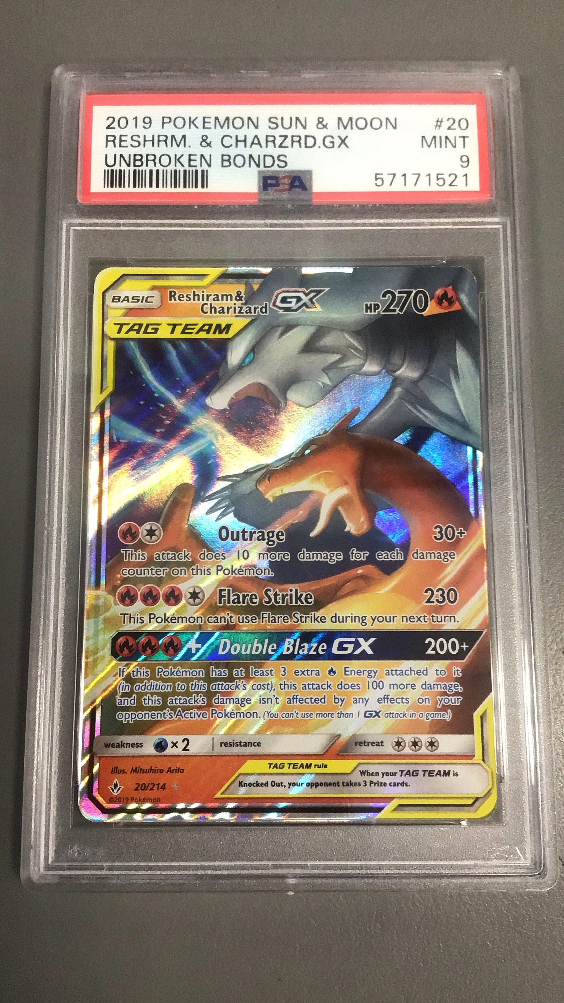 2019 Pokemon Sun & Moon Unbroken Bonds 20 Reshiram & Charizard Gx