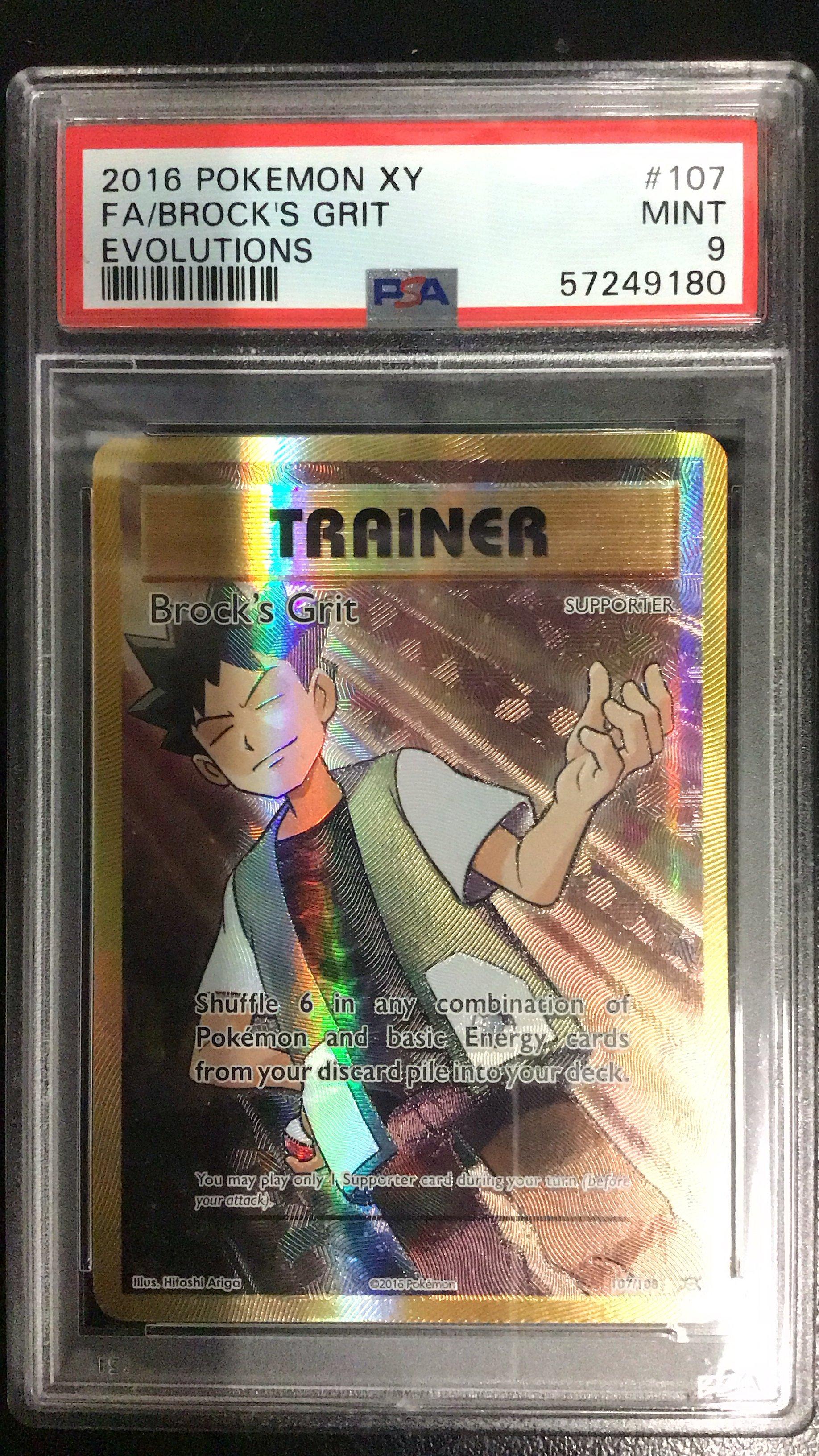 2016 Pokemon Xy Evolutions 107 Full Art/brock's Grit PSA 9 Graded