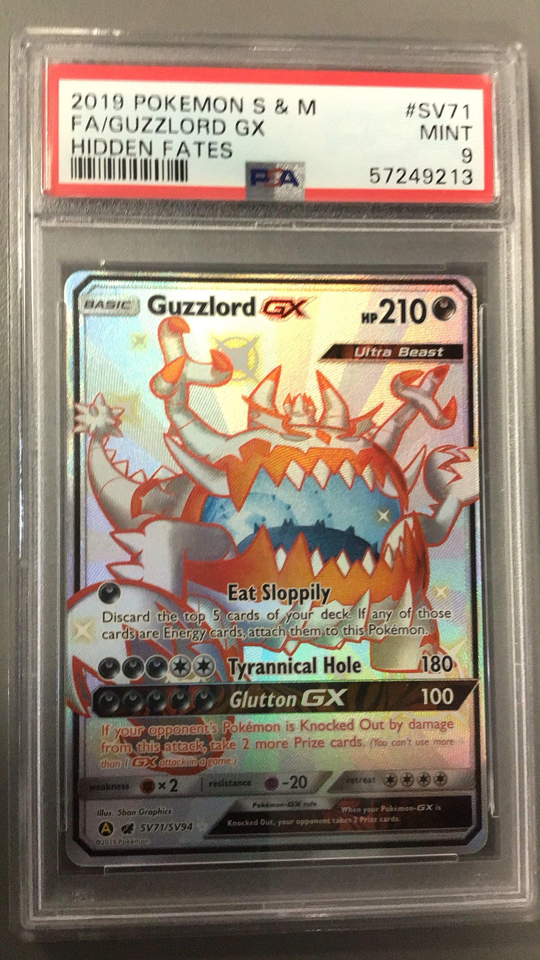 2019 Pokemon Sun & Moon Hidden Fates Sv71 Full Art/guzzlord Gx PSA