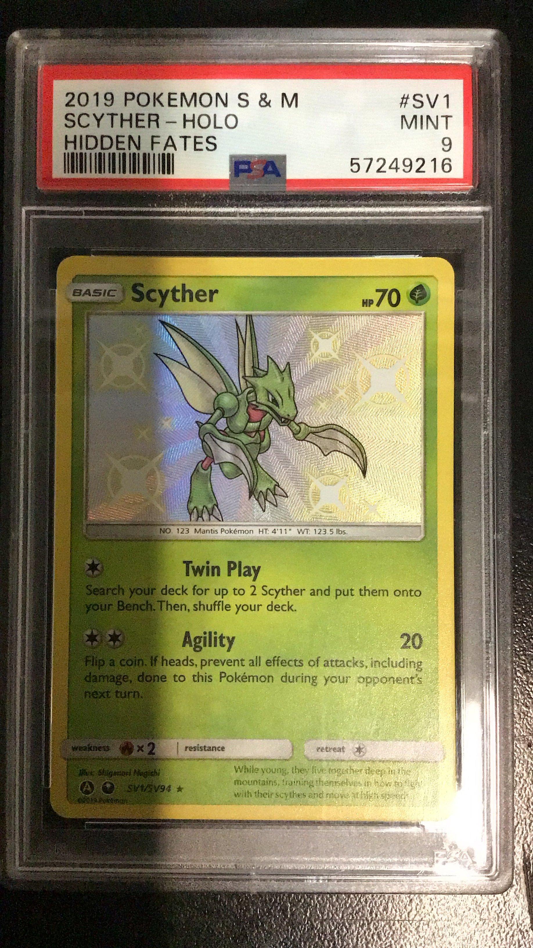 2019 Pokemon Sun & Moon Hidden Fates Sv1 Scyther-holo PSA 9 | GameStop