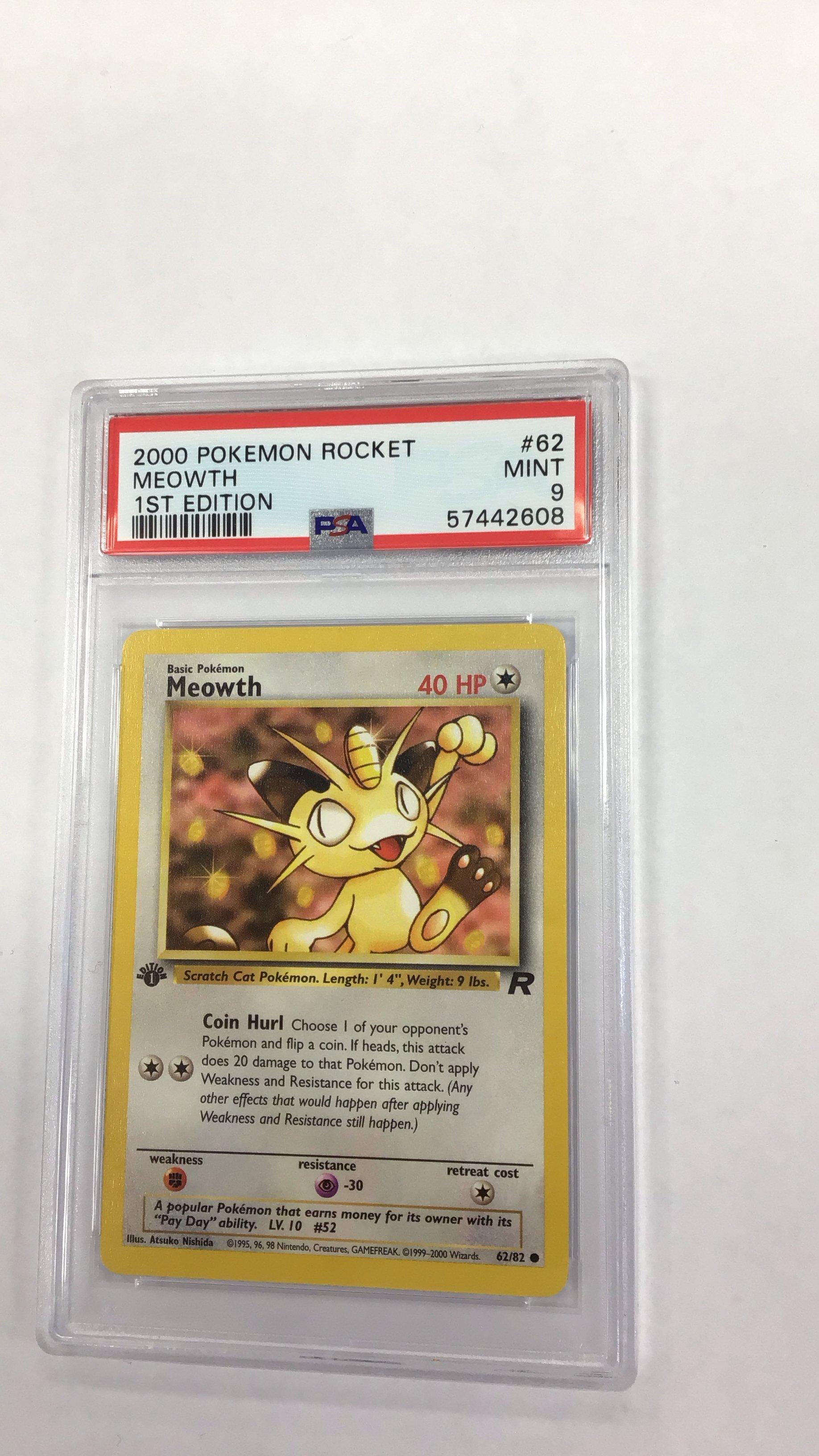 2000 Pokemon Rocket 62 Meowth 1st Edition PSA 9 Graded Card | GameStop