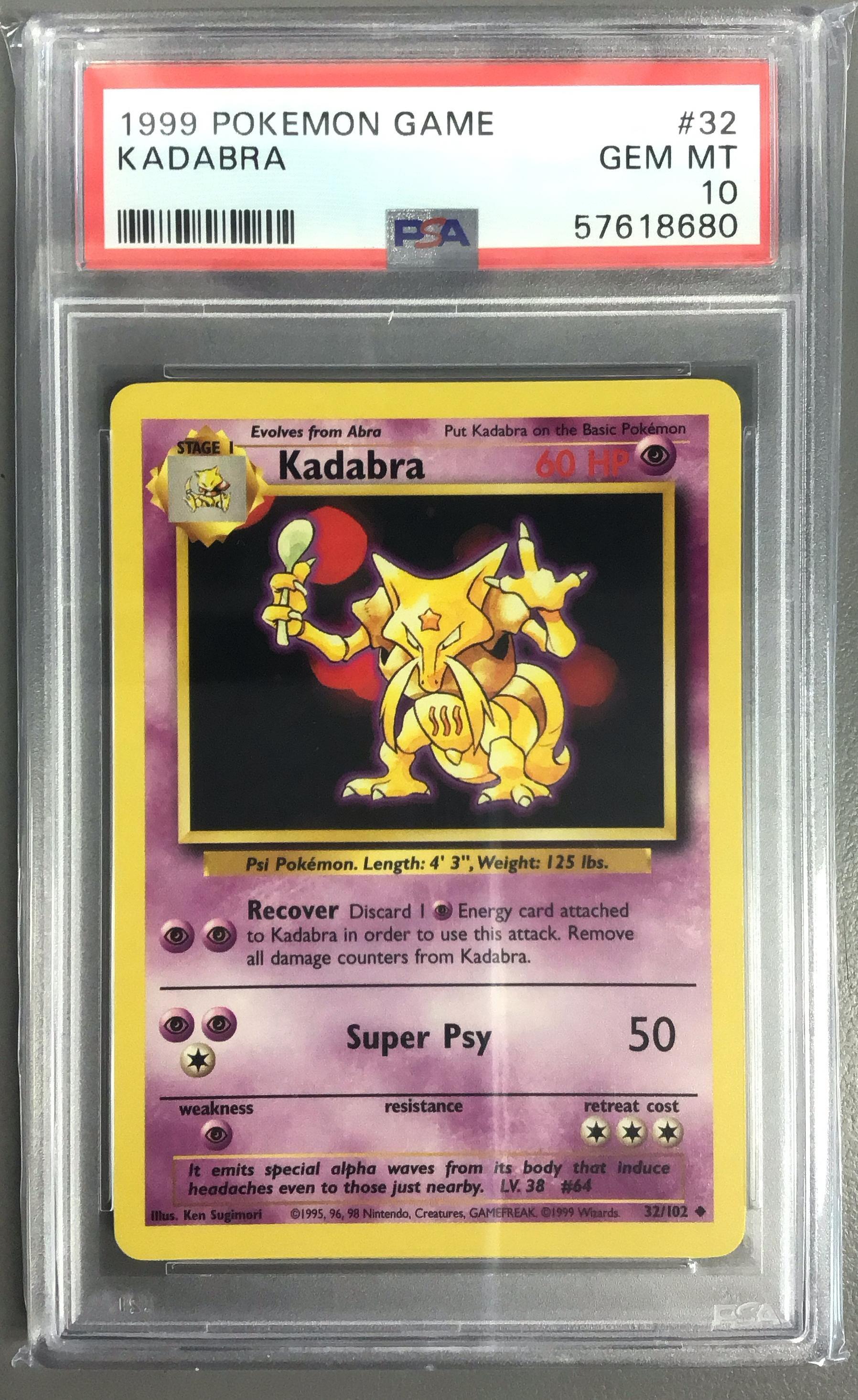 1999 Pokemon Game 32 Kadabra PSA 10 Graded Card | GameStop