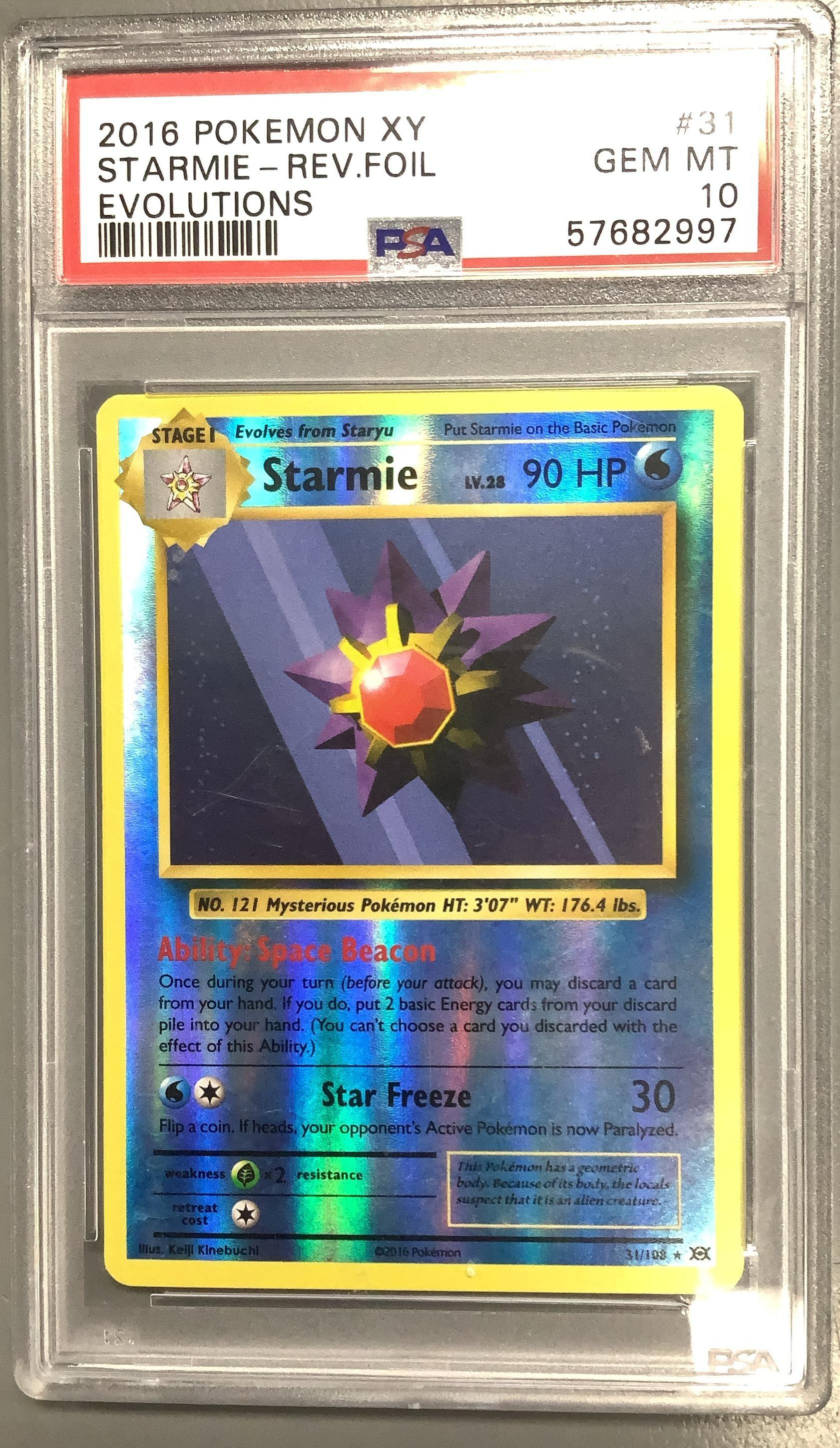 2016 Pokemon Xy Evolutions 31 Starmie-reverse Foil PSA 10 Graded