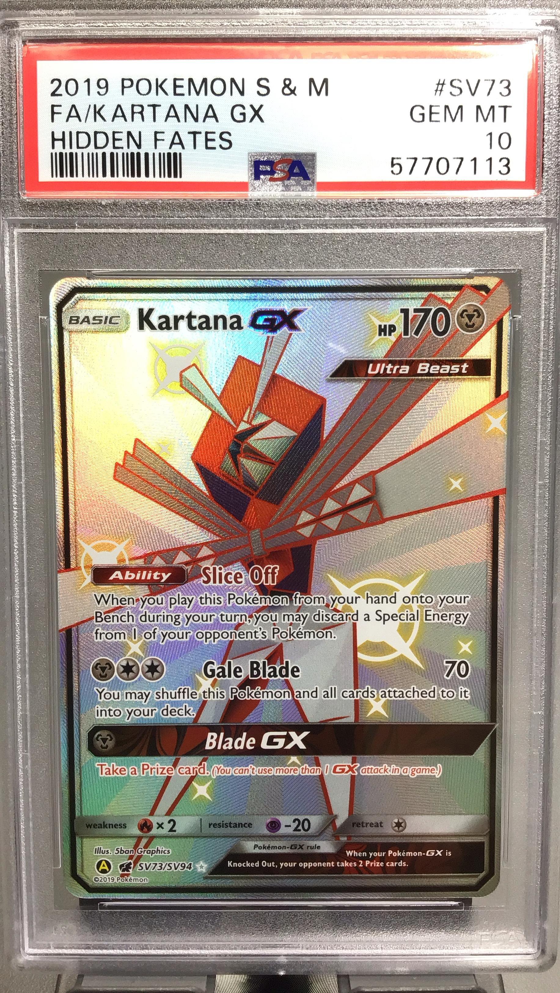 2019 Pokemon Sun & Moon Hidden Fates Sv73 Full Art/kartana Gx PSA