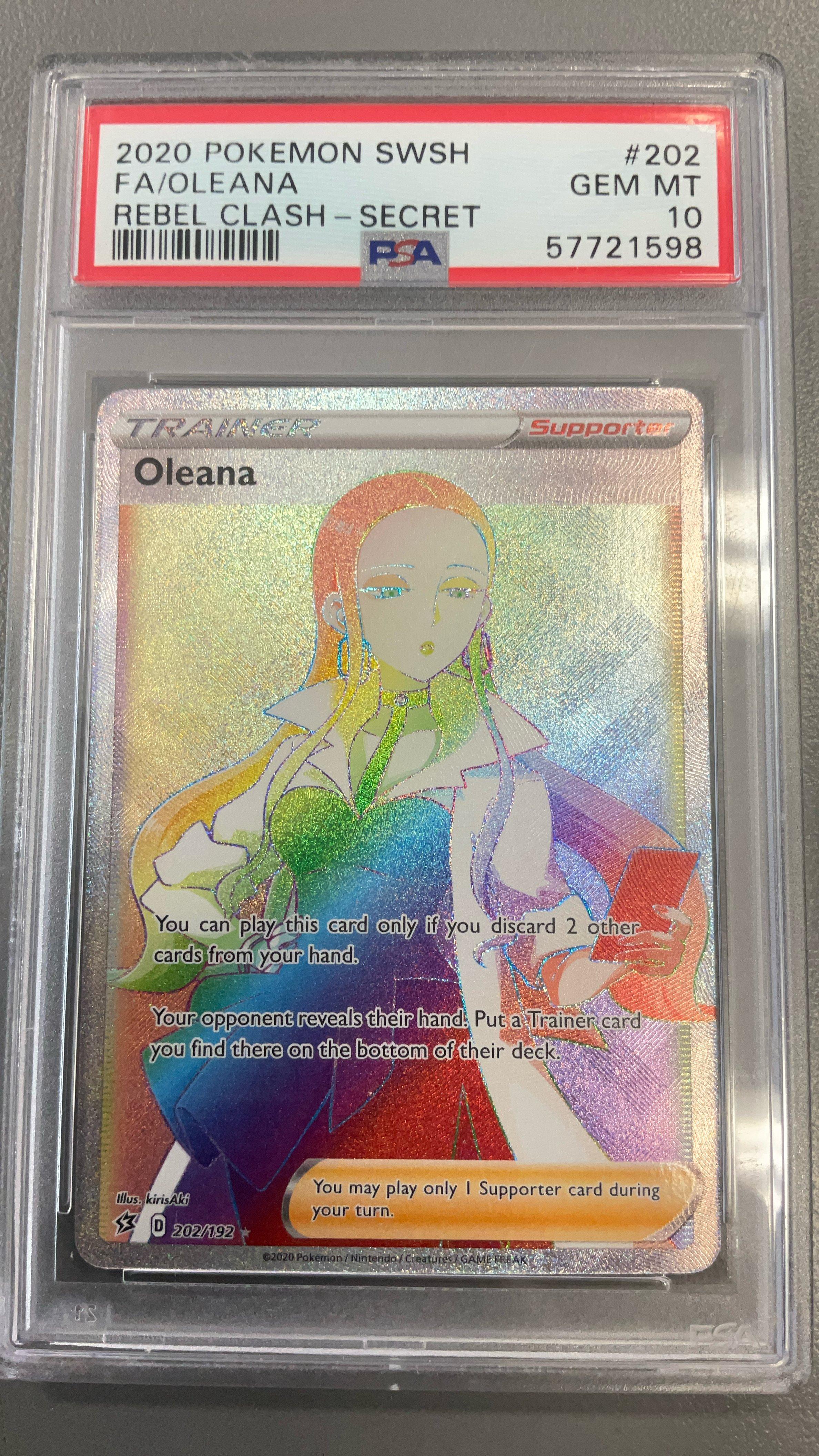 2020 Pokemon Sword & Shield Rebel Clash 202 Full Art/oleana Secret PSA 10