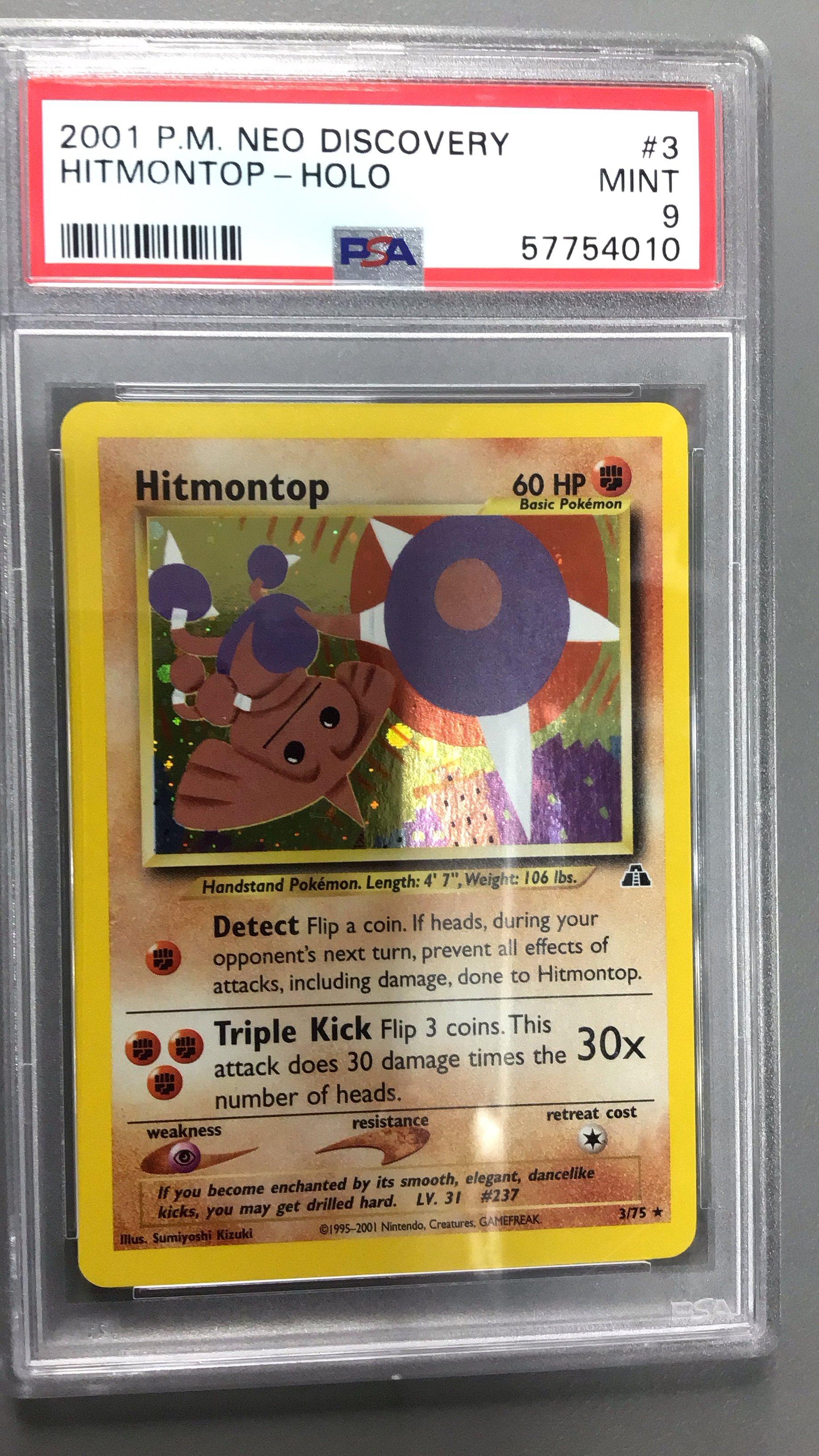 2001 Pokemon Neo Discovery 3 Hitmontop-holo PSA 9 Graded Card