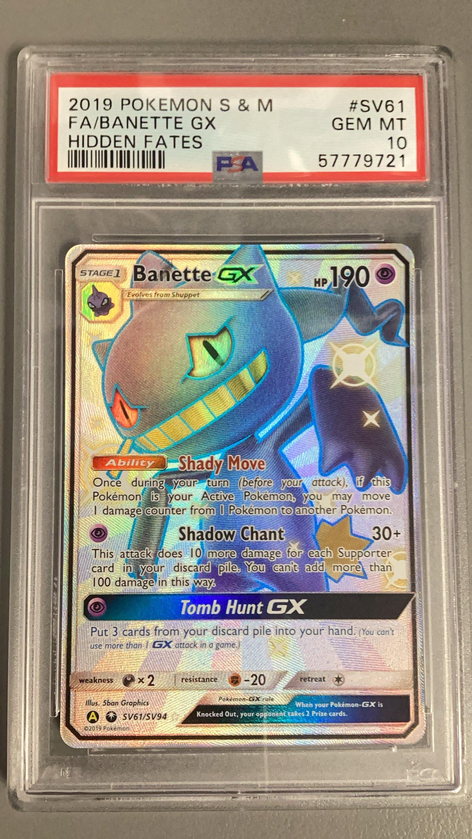 banette gx pokemon card 2019 Pokemon Sun & Moon Hidden Fates Sv61 Full Art/banette Gx PSA 10 Graded  Card