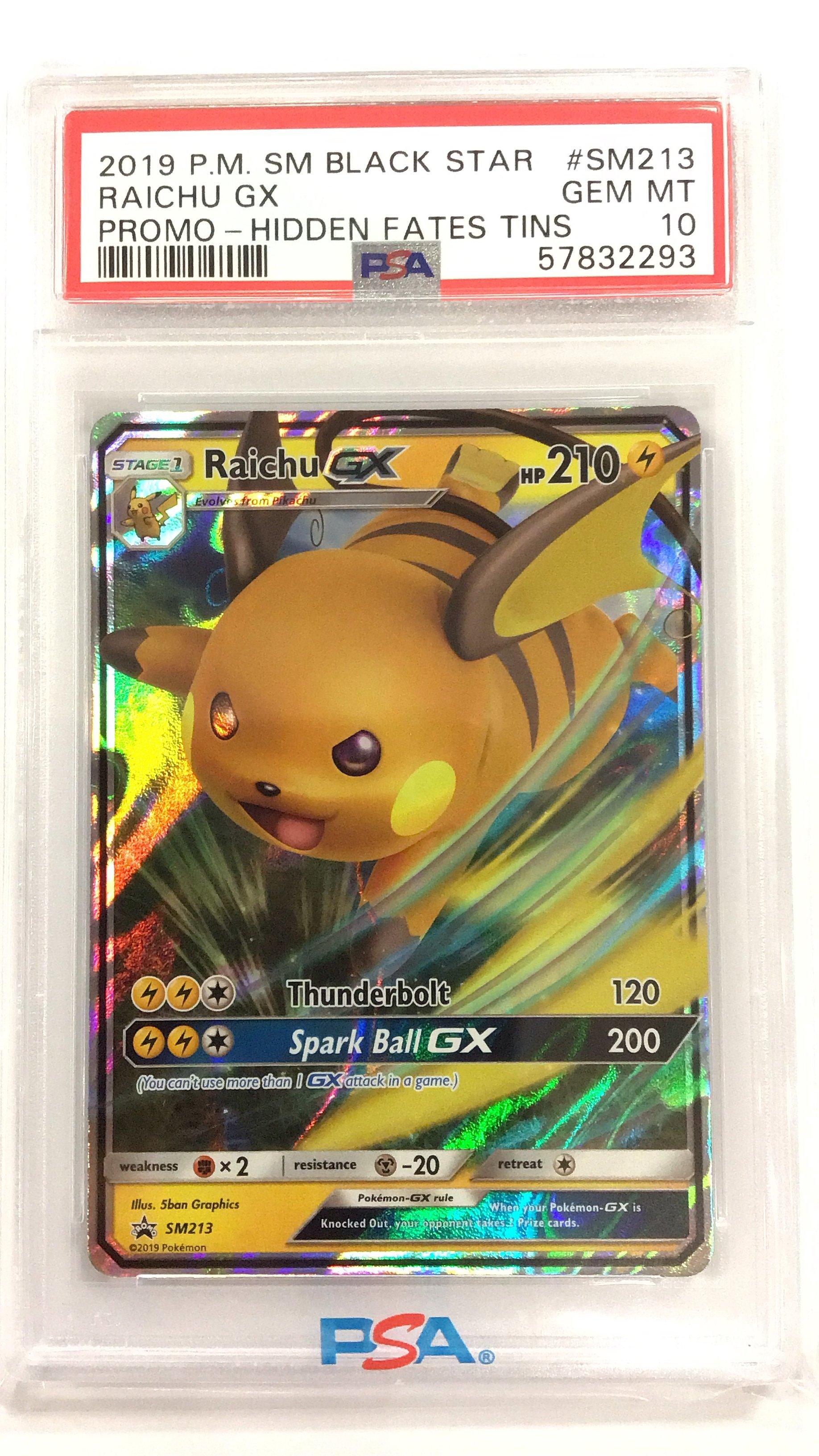 2019 Pokemon Sm Black Star Promo Sm213 Raichu Gx Hidden Fates Tins