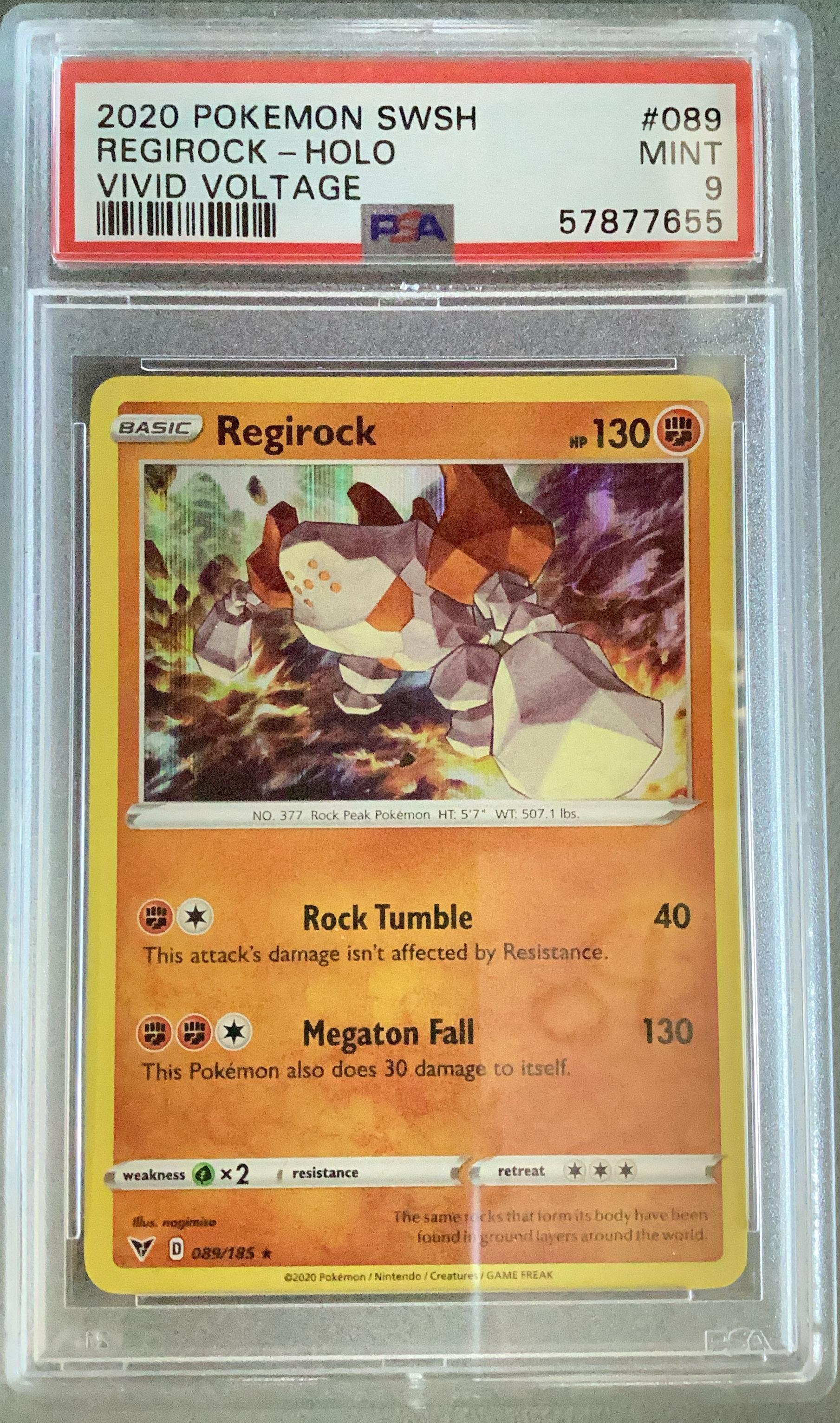 2020 Pokemon Sword & Shield Vivid Voltage 089 Regirock-holo PSA 9