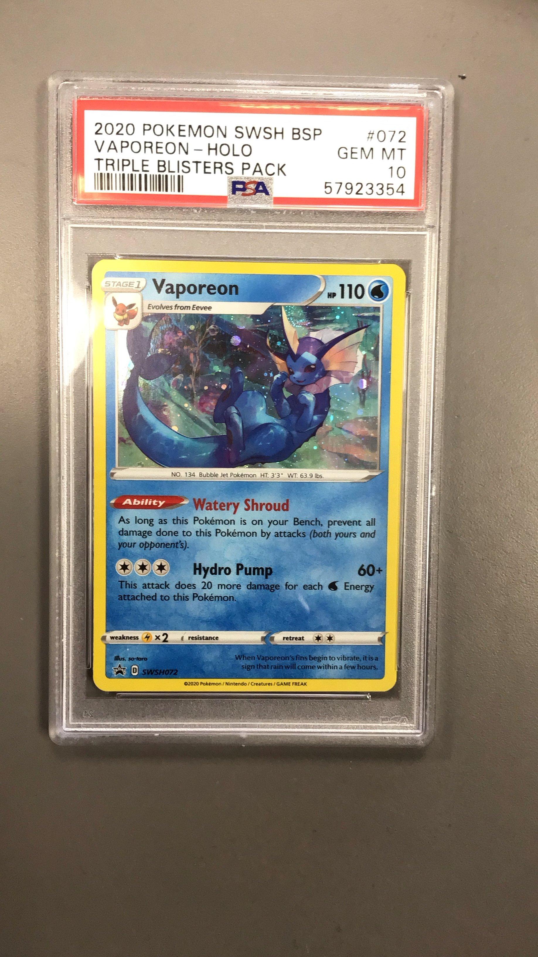 2020 Pokemon Swsh Black Star Promo 072 Vaporeon-holo Triple