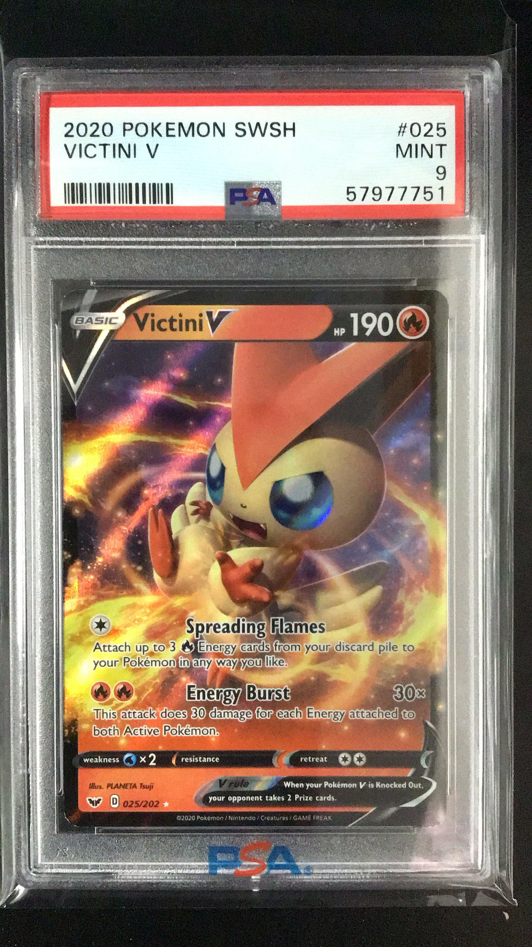 2020 Pokemon Sword & Shield 025 Victini V PSA 9 Graded Card | GameStop