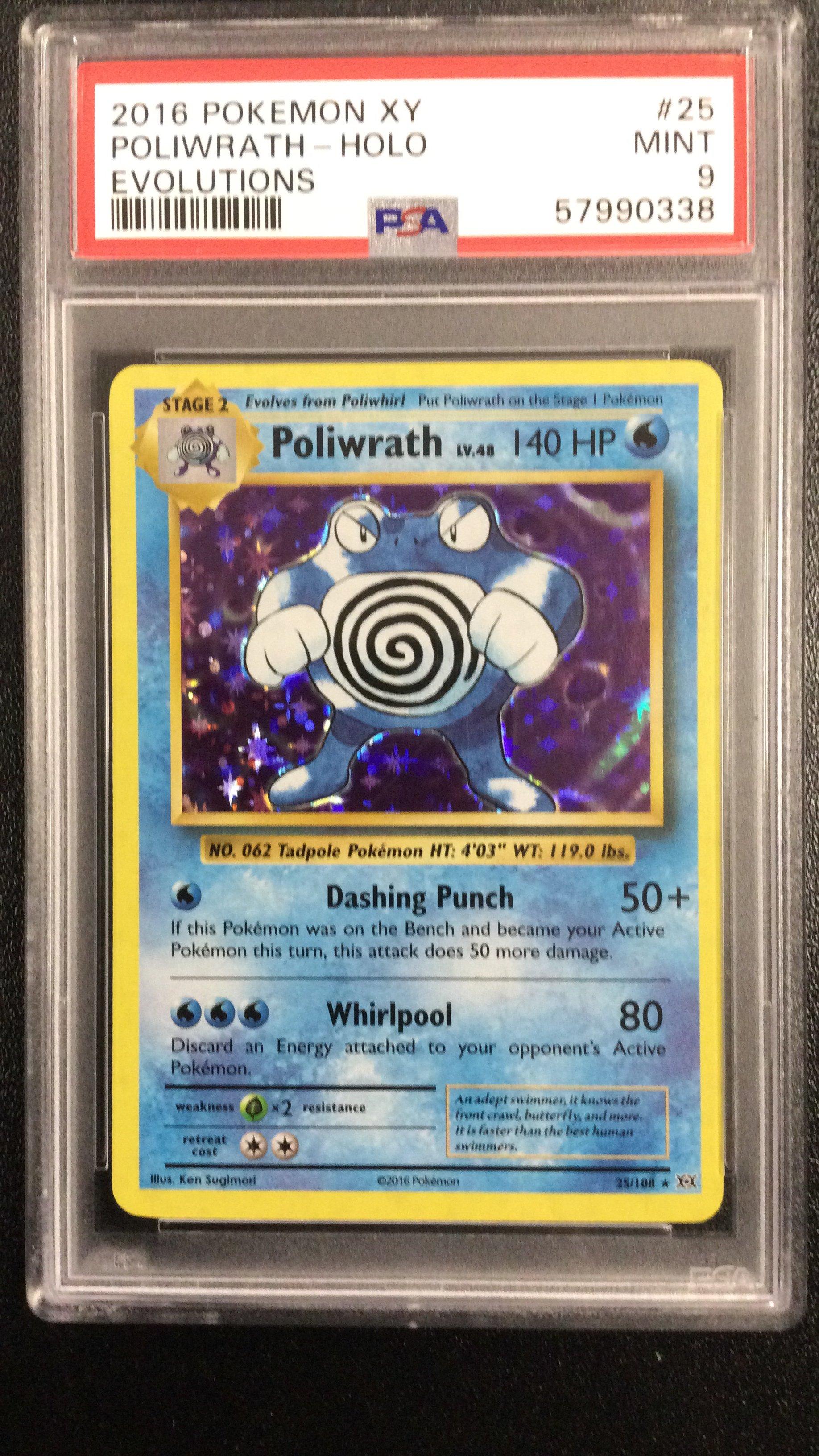 2016 Pokemon Xy Evolutions 25 Poliwrath-holo PSA 9 Graded Card